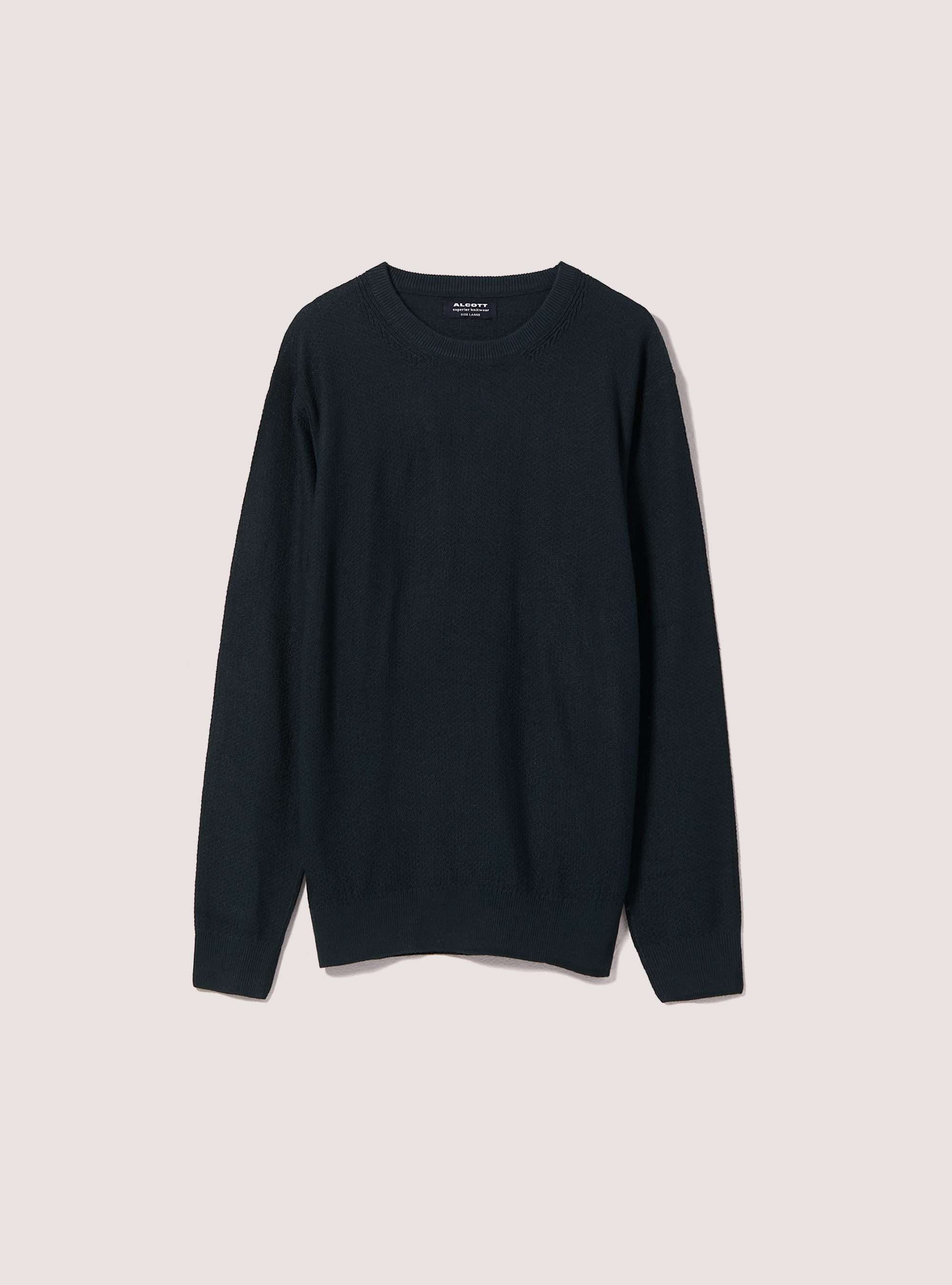 Crew-neck pullover with texture, GN1 GREEN DARK