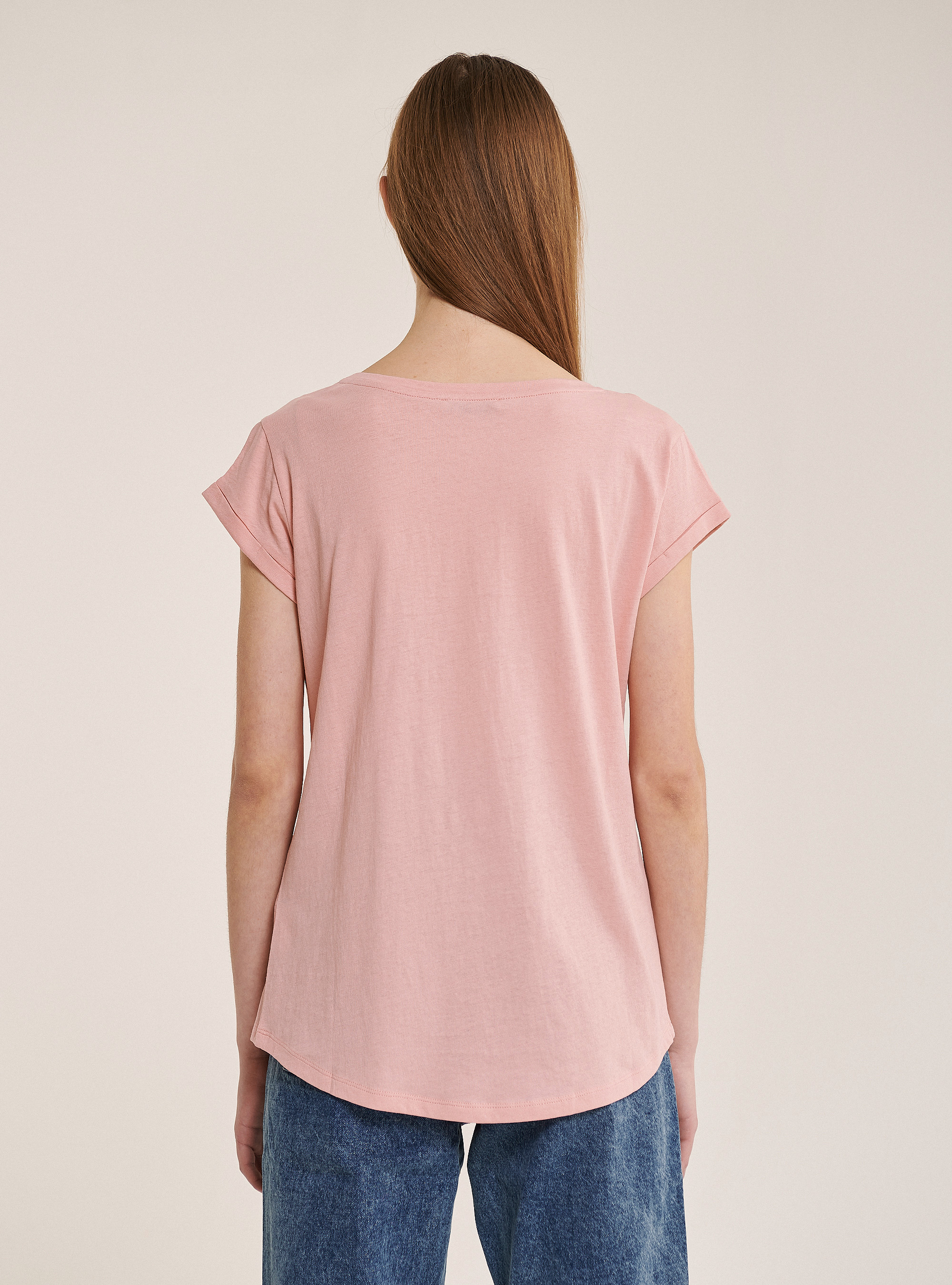 Basic cotton T-shirt with breast pocket, C4400 PINK