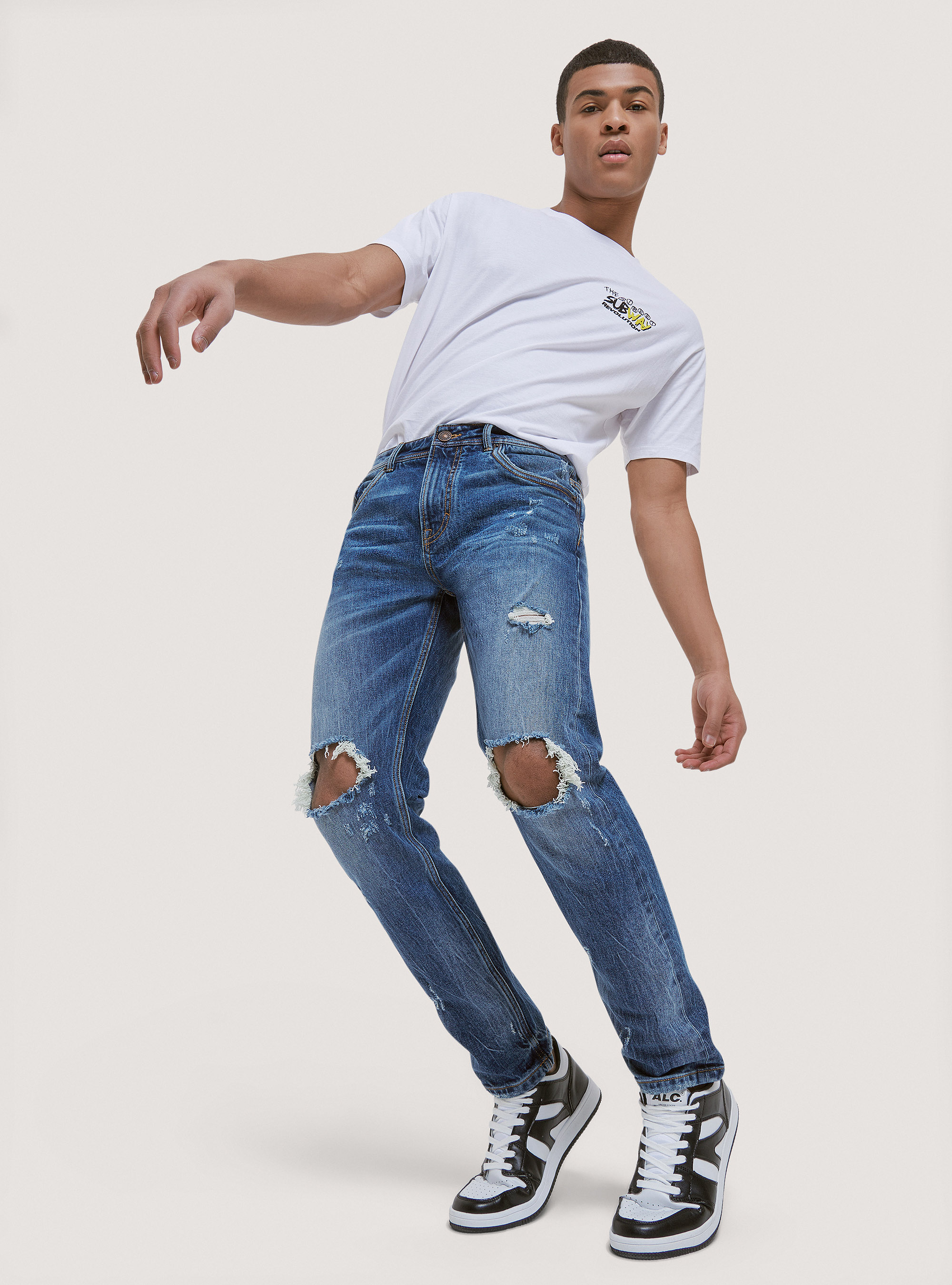 Slim Fit Cotton Jeans, D002 MEDIUM DARK BLUE