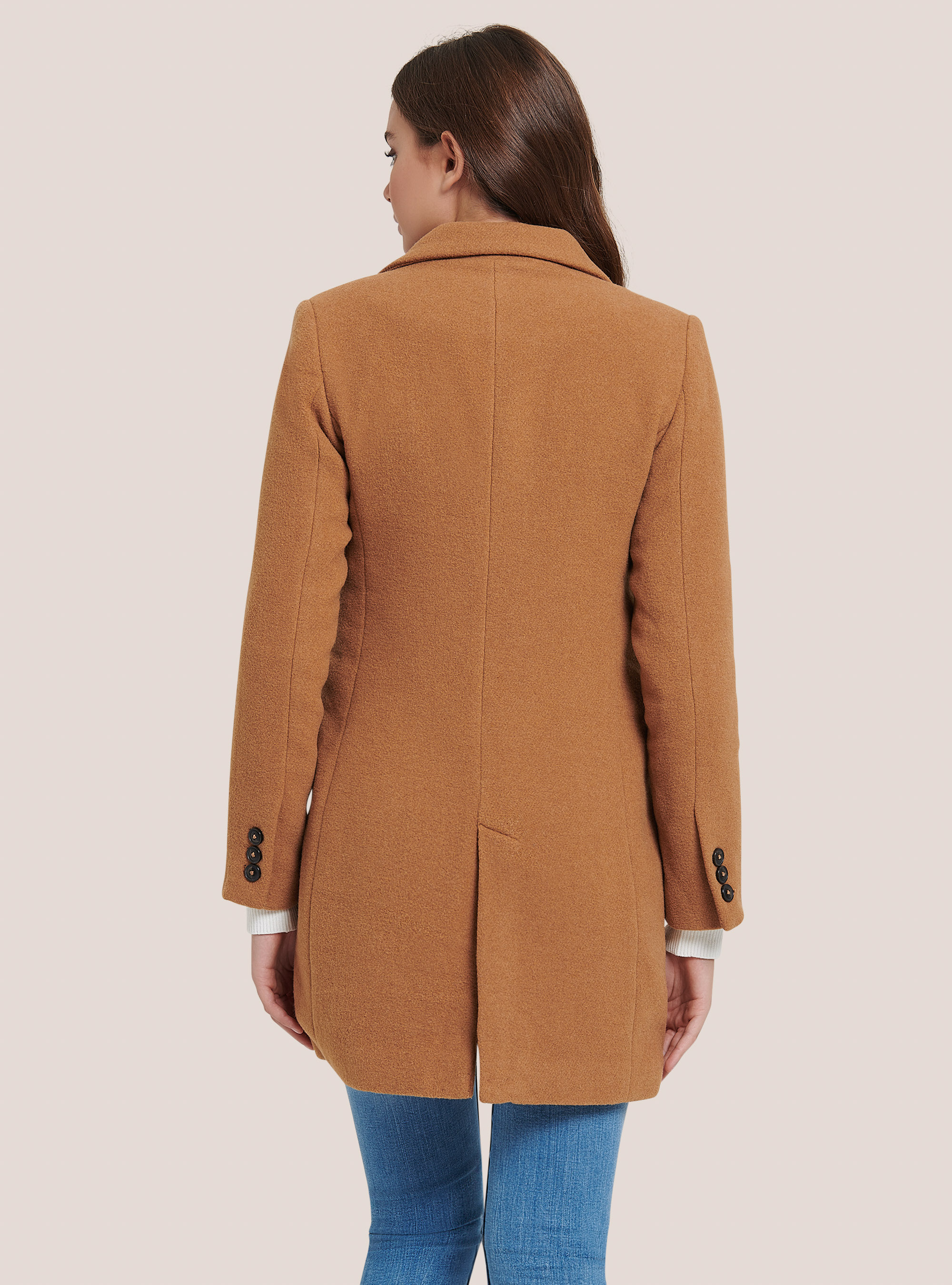 Cappotto doppiopetto misto lana, TB1 TOBACCO DARK