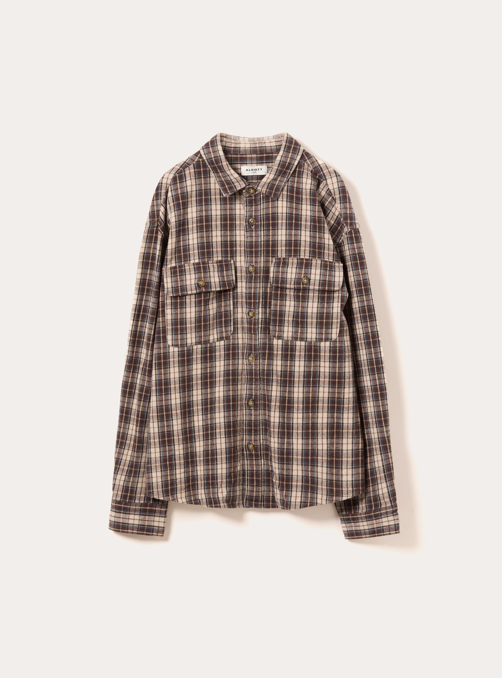 Giacca camicia a quadri in flanella, BG2 BEIGE MEDIUM