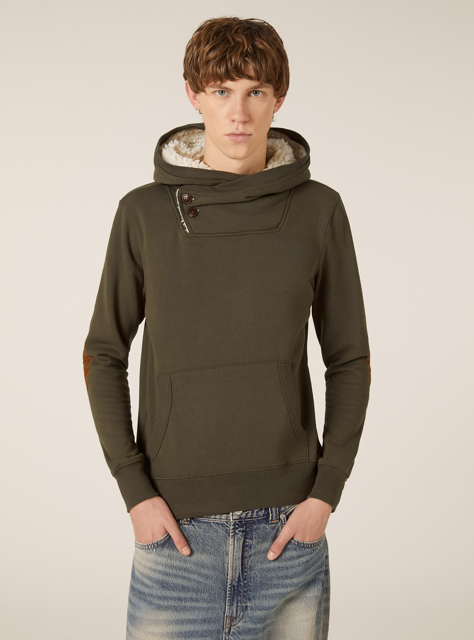 Faux fur hoodie, KY2 KAKY MEDIUM