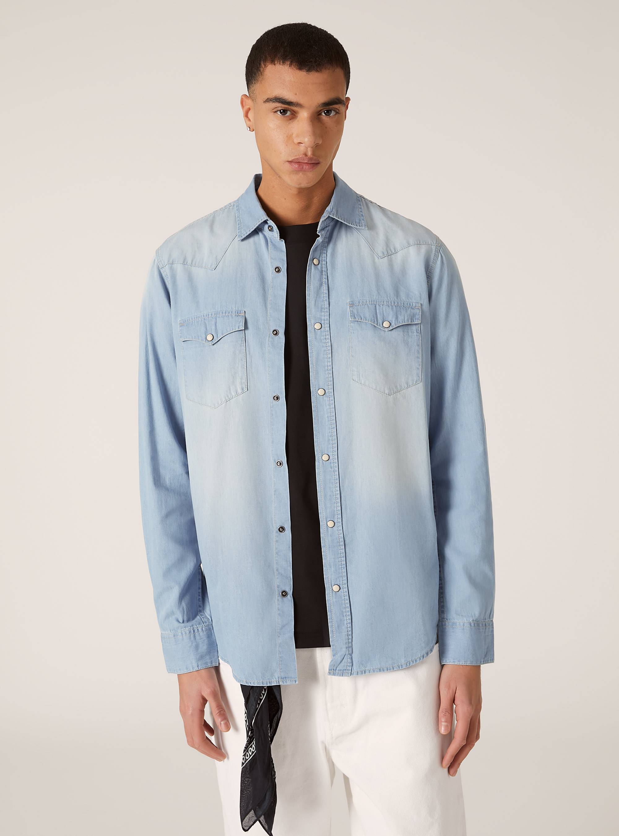 Camicia in denim, D007 LIGHT AZURE