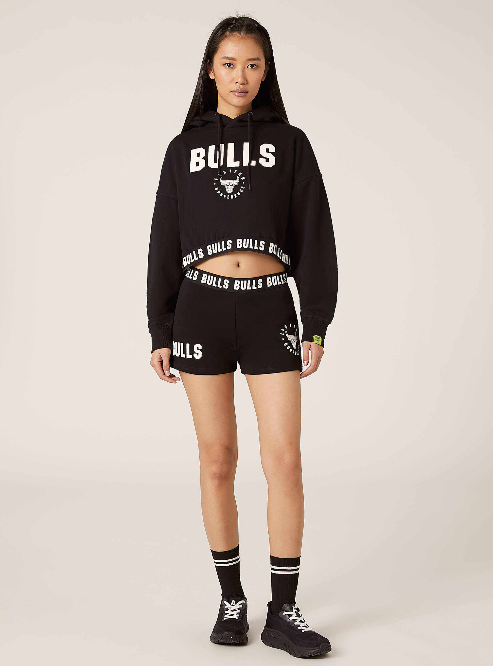 Cropped hooded sweatshirt NBA / Alcott, BK1 BLACK