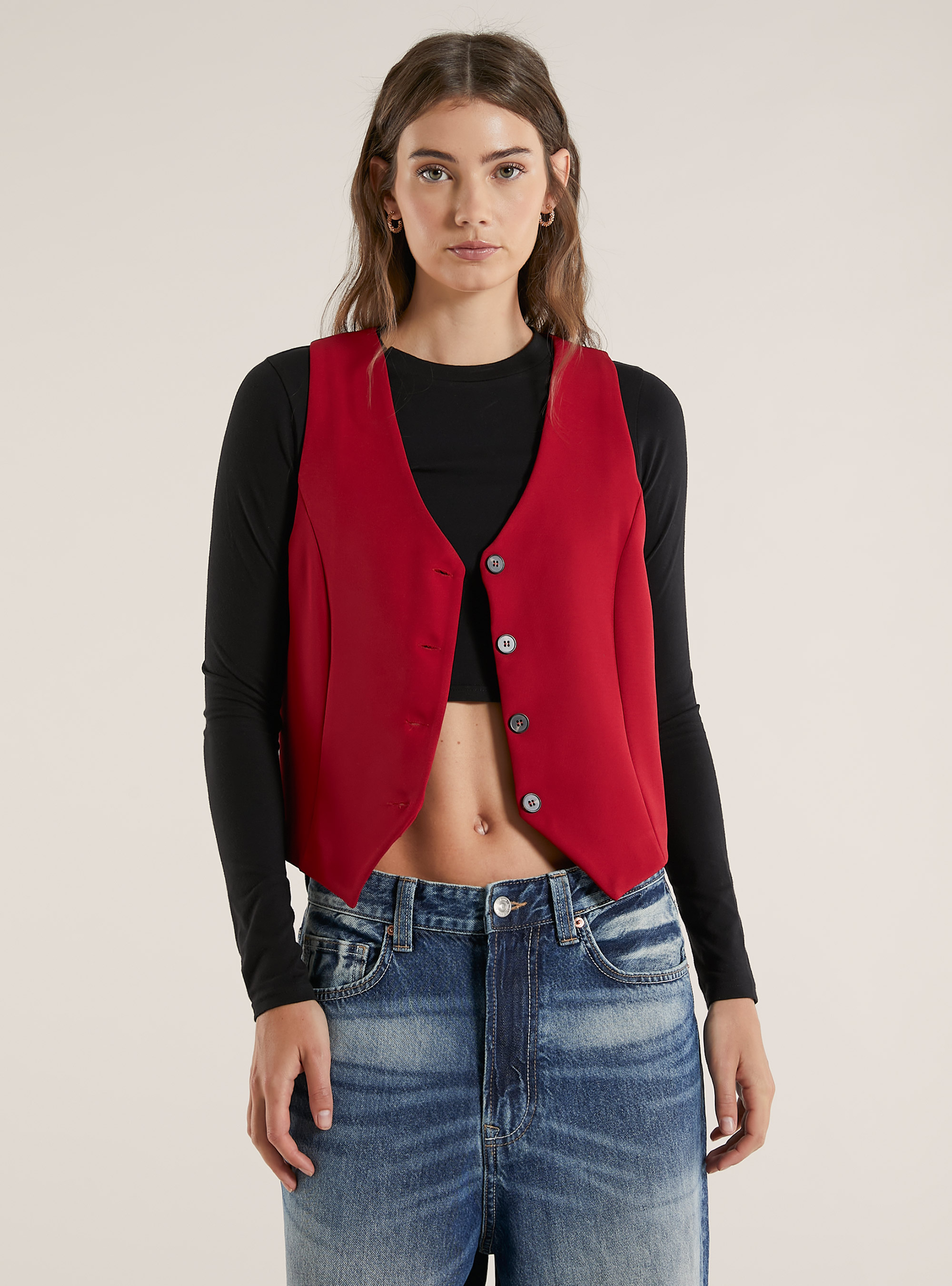 Tailored vest, BO1 BORDEAUX DARK