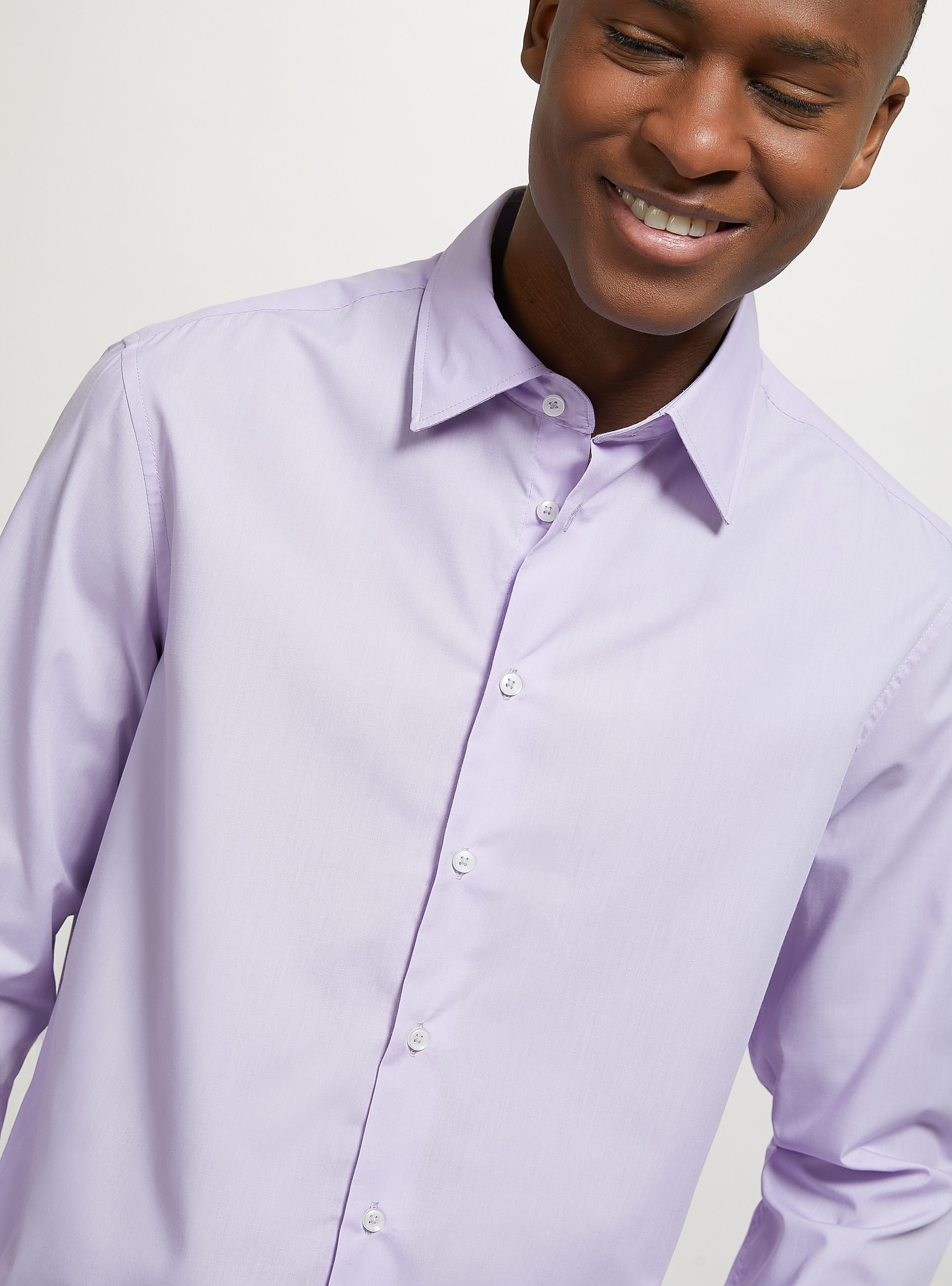 Plain-coloured long-sleeved shirt, LC1 LILLAC DARK