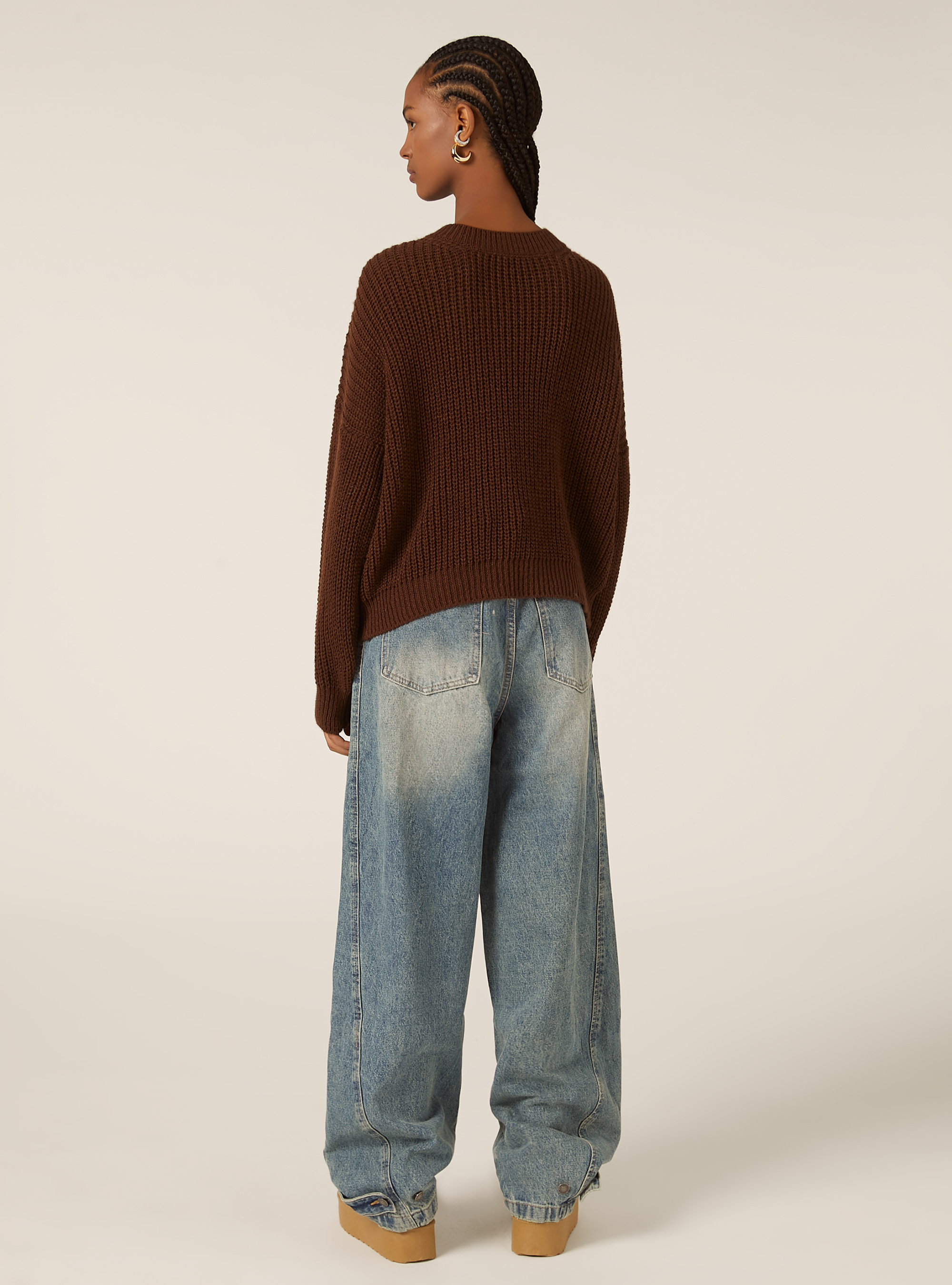 Pullover girocollo, BR1 BROWN DARK