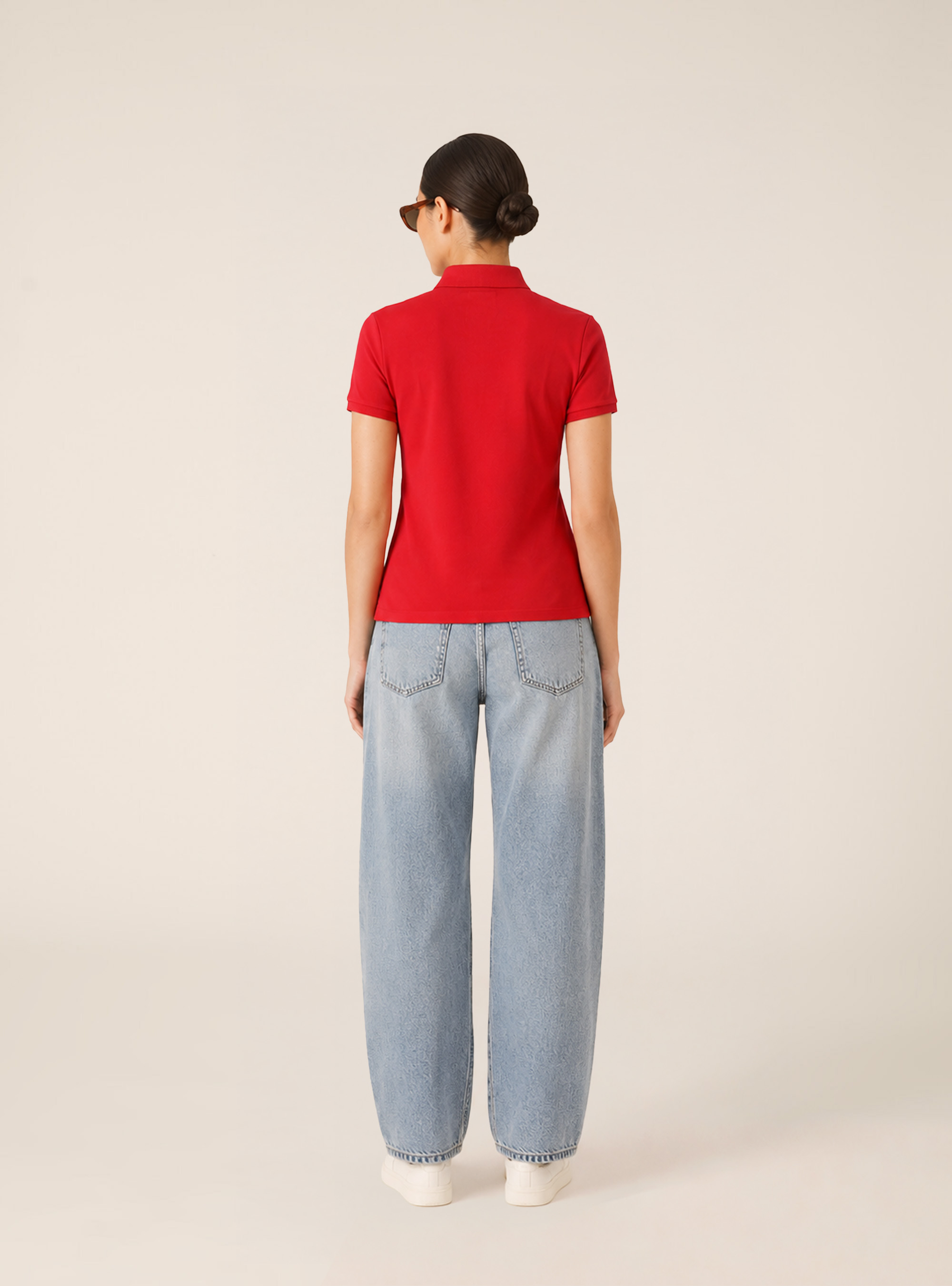 Polo en coton piqu&eacute; avec broderie, RD2 RED MEDIUM