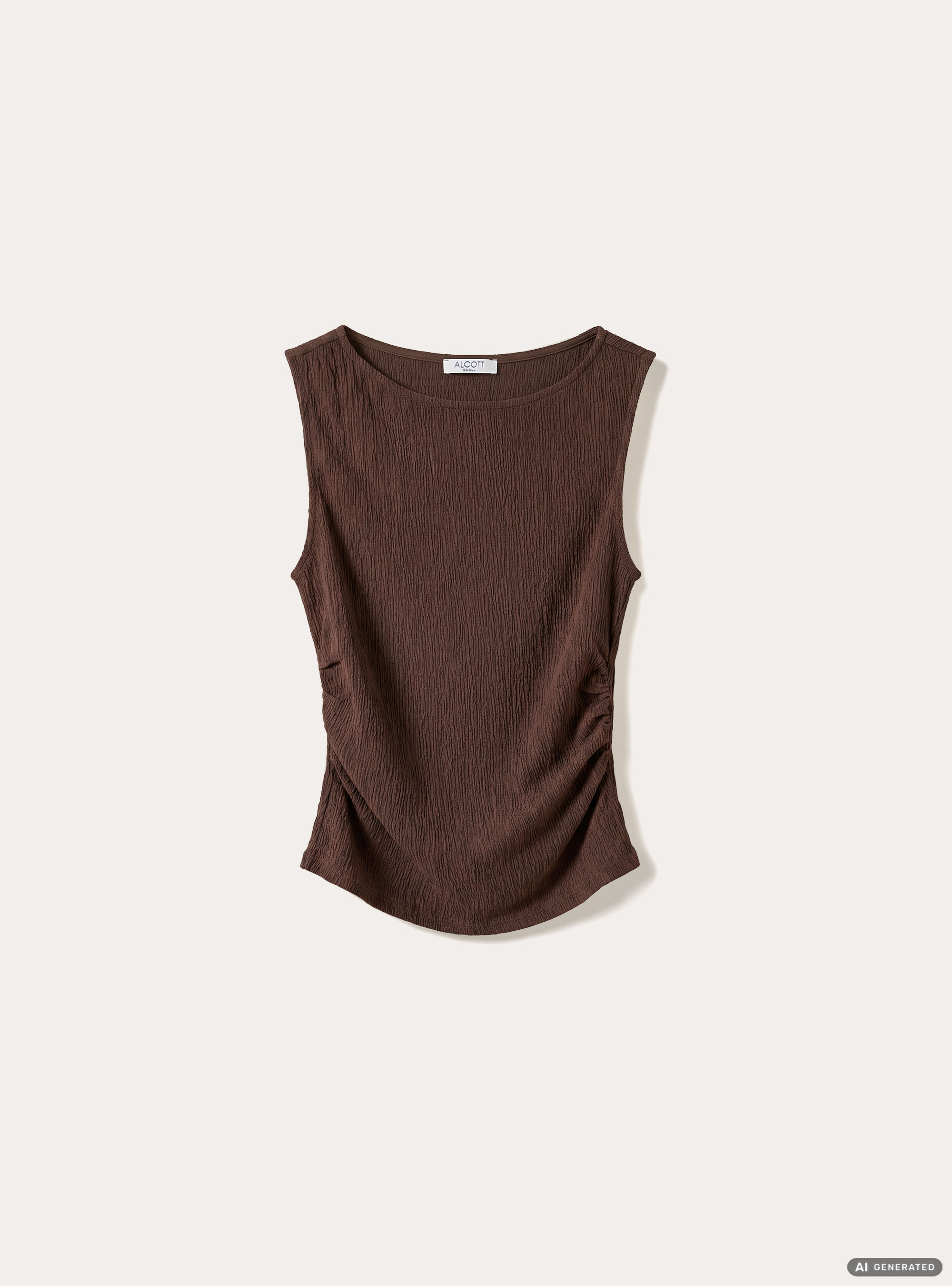 T-shirt maniche ad alette texturizzata, BR1 BROWN DARK