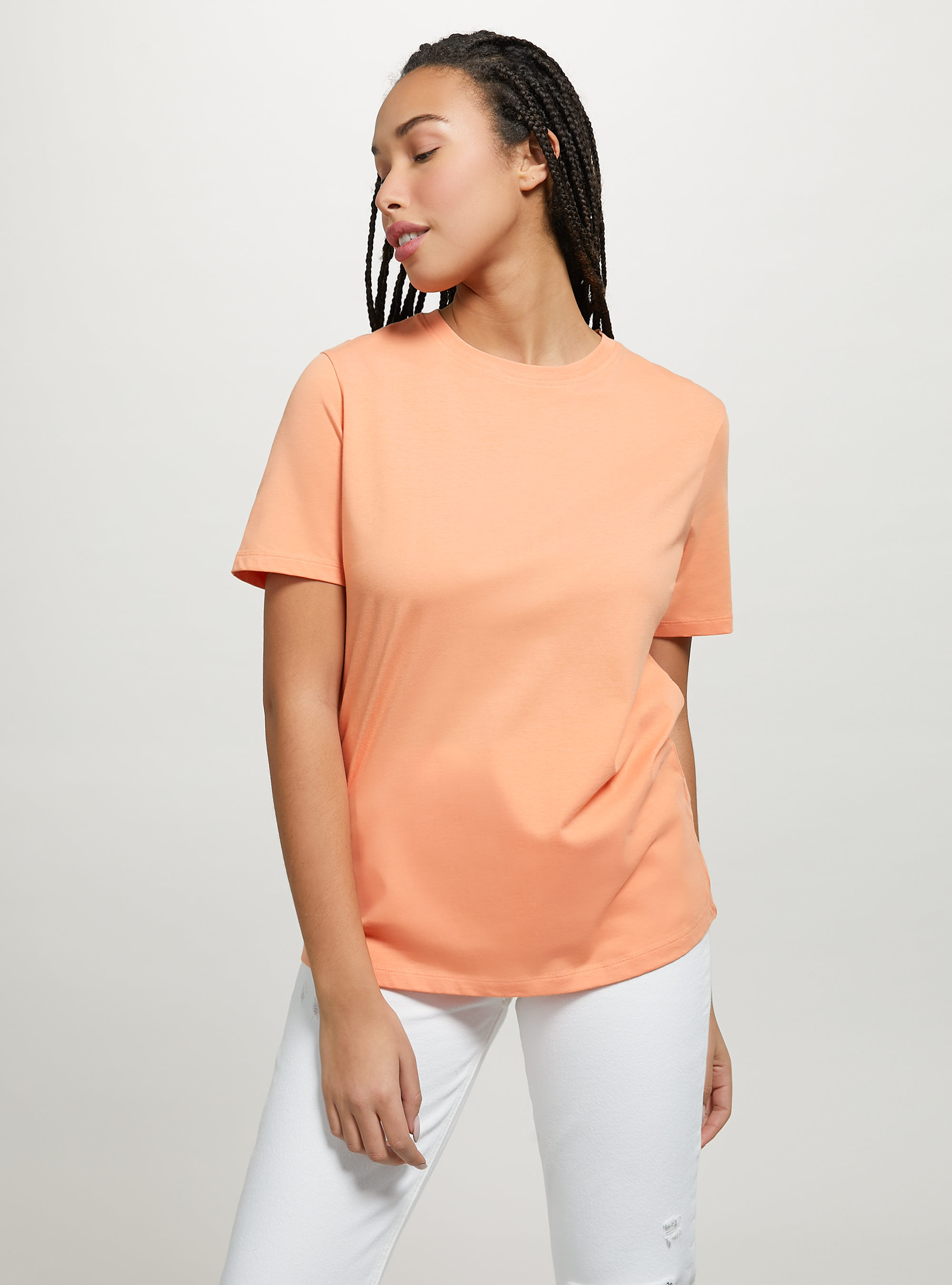 Cotton crew-neck T-shirt, OR3 ORANGE LIGHT