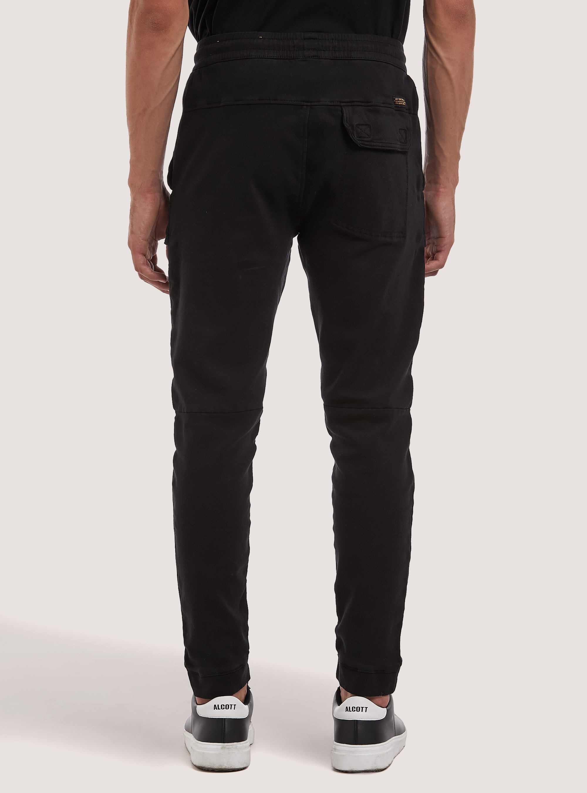 Cotton jogger trousers with large pockets, BK1 BLACK