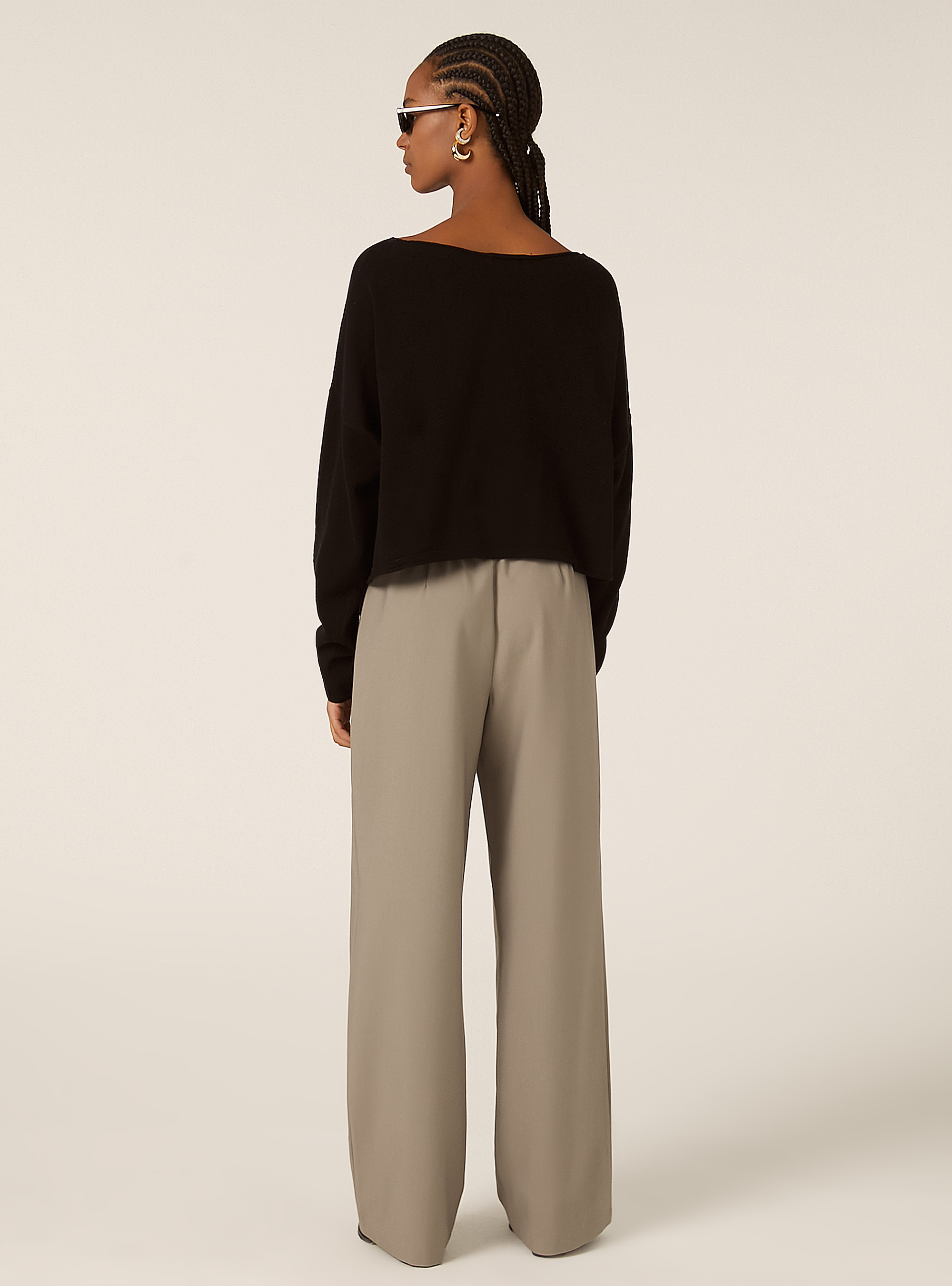 Pull &agrave; encolure bateau en coton doux, BK1 BLACK