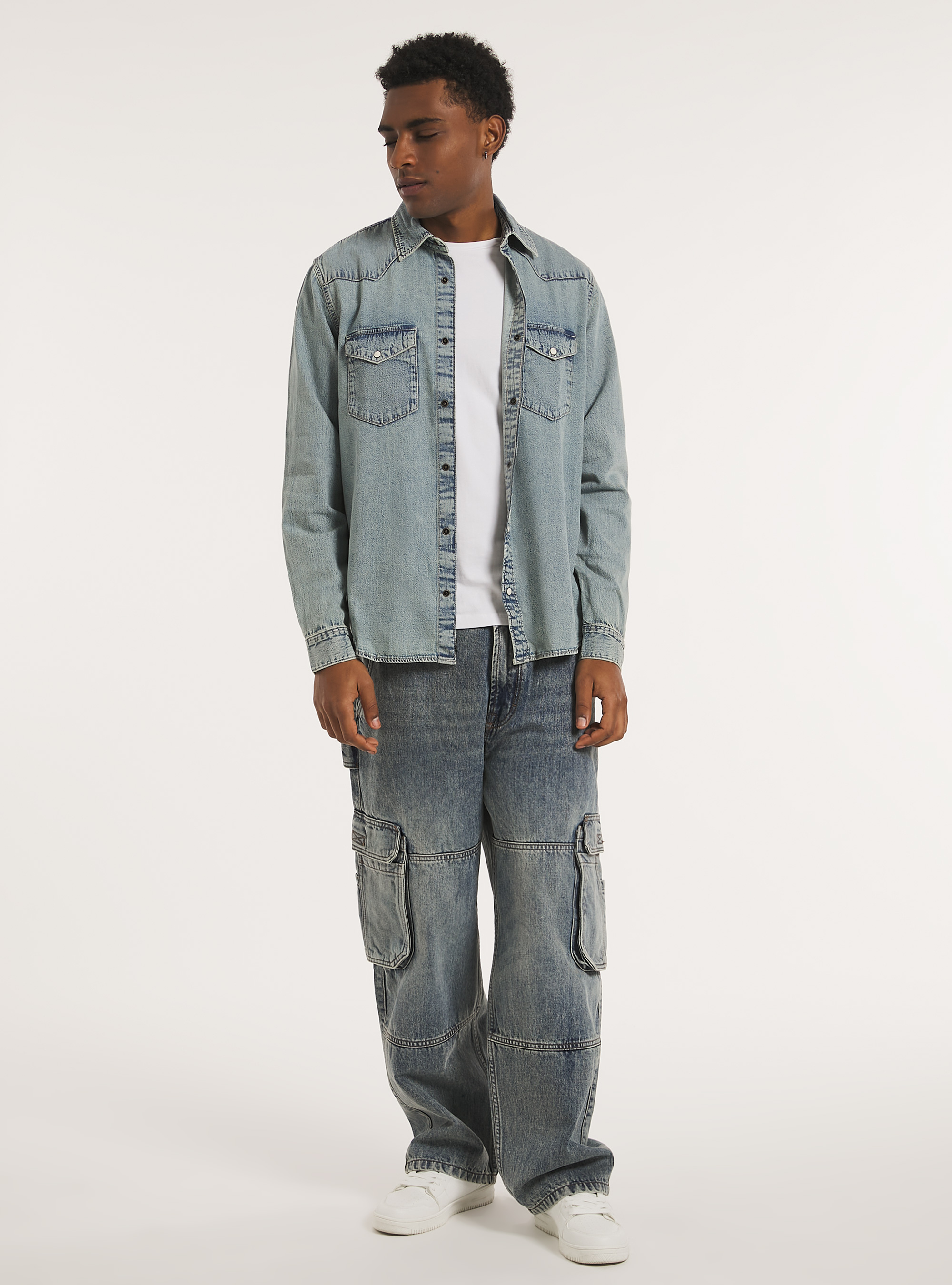 Camicia in denim, D007 LIGHT AZURE