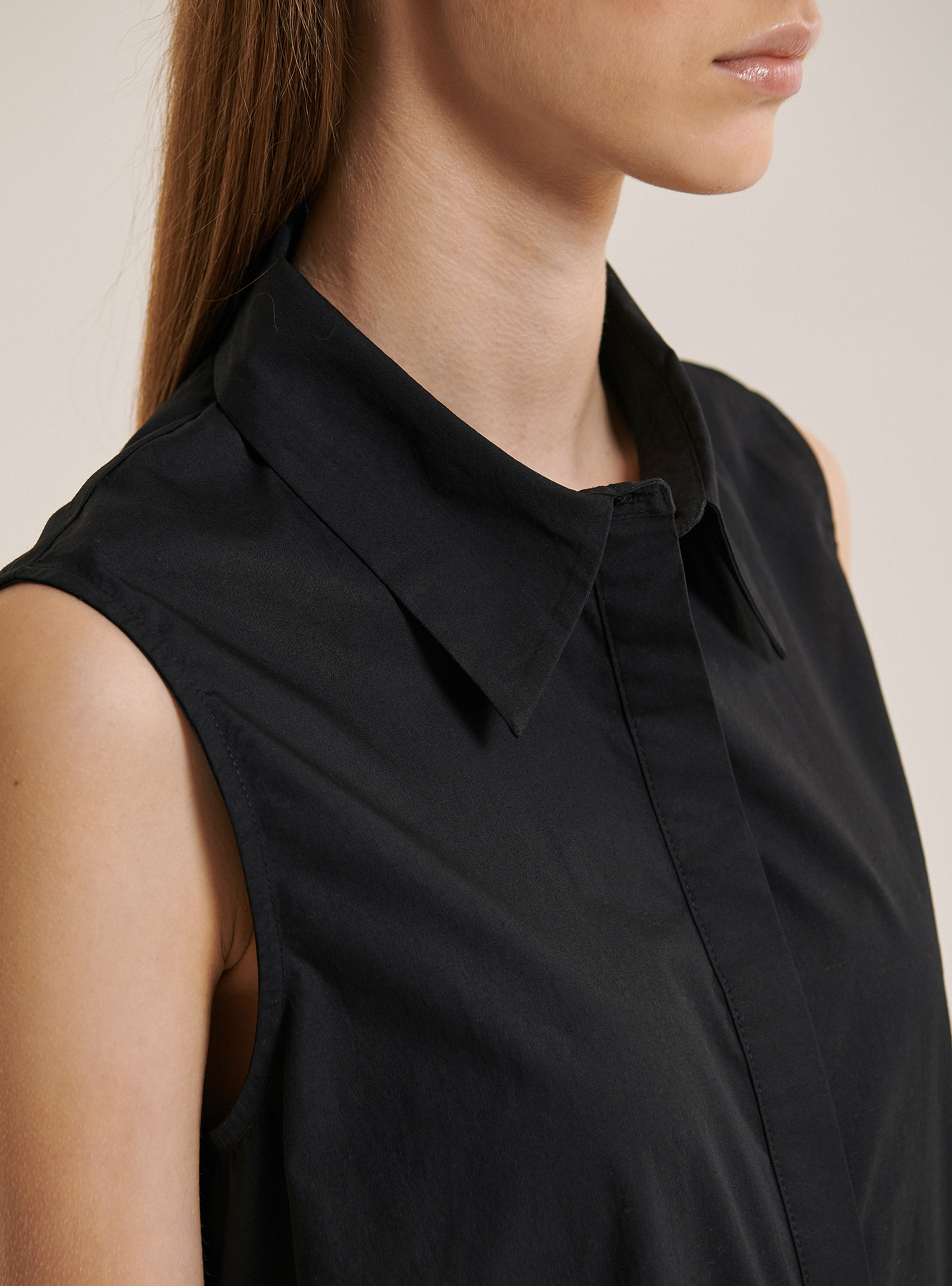 Chemise oversize sans manches, C101 BLACK