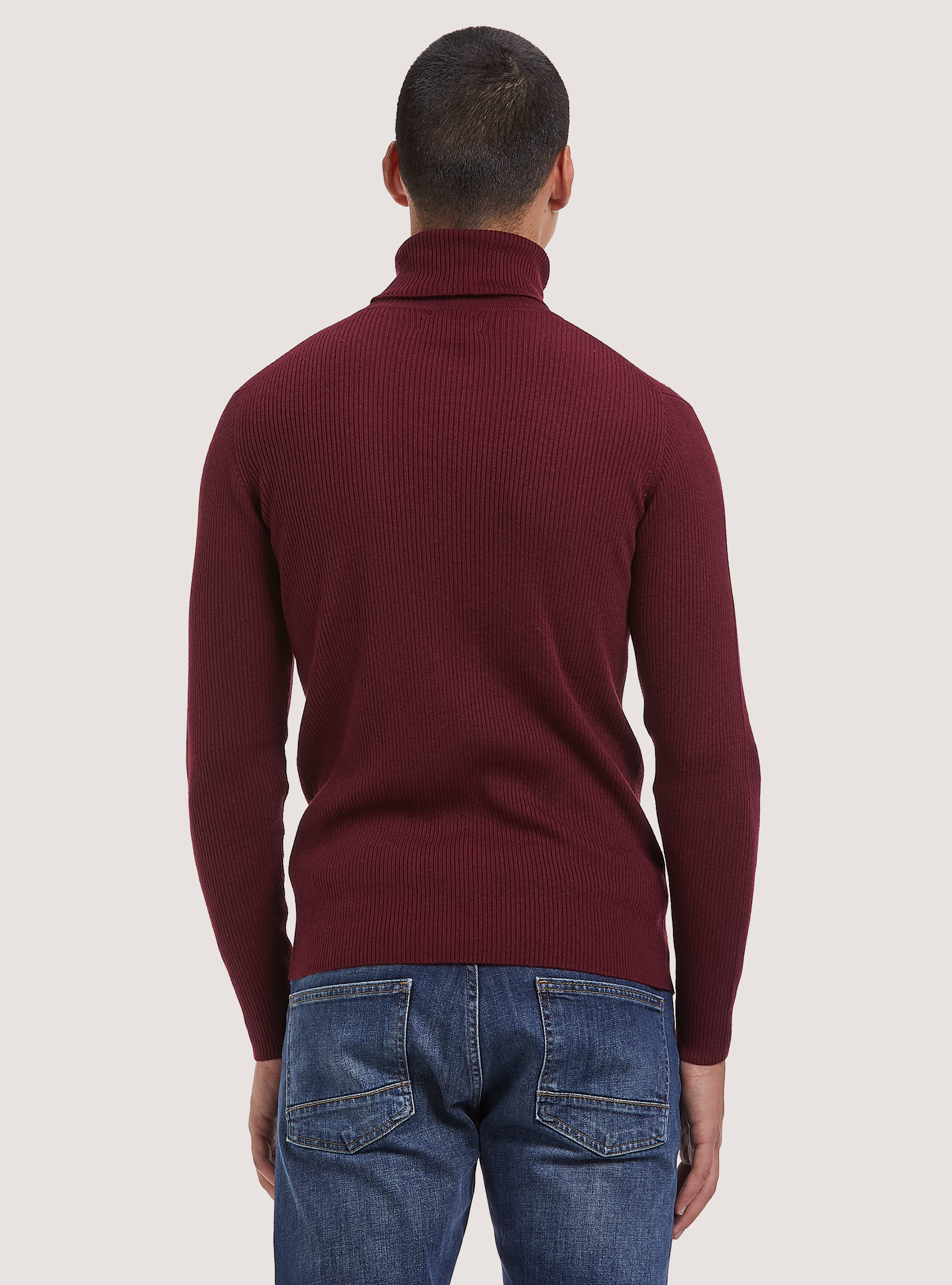 Jersey de cuello alto acanalado, BURDEOS