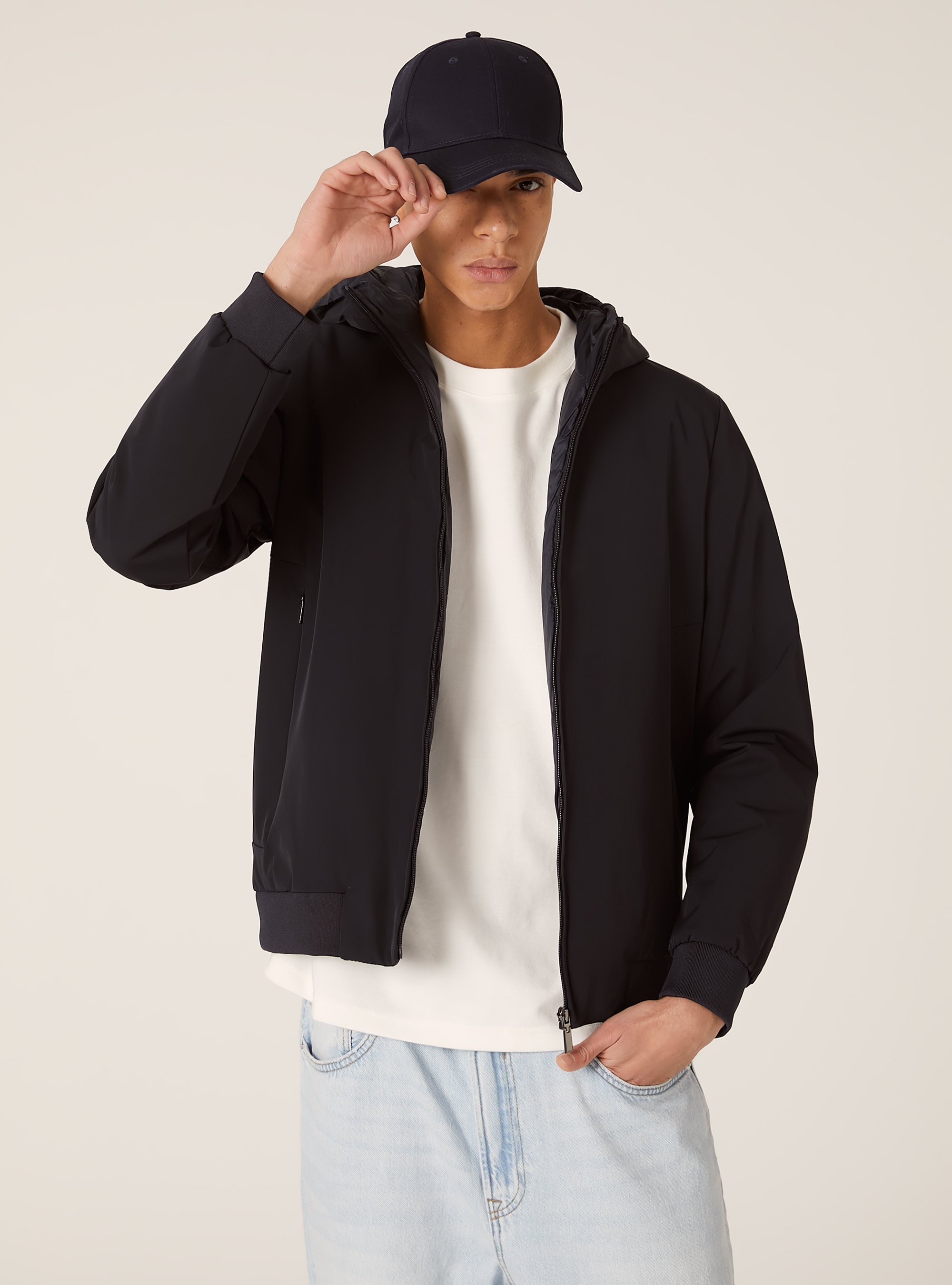 Giubbotto imbottito con cappuccio, NA1 NAVY DARK