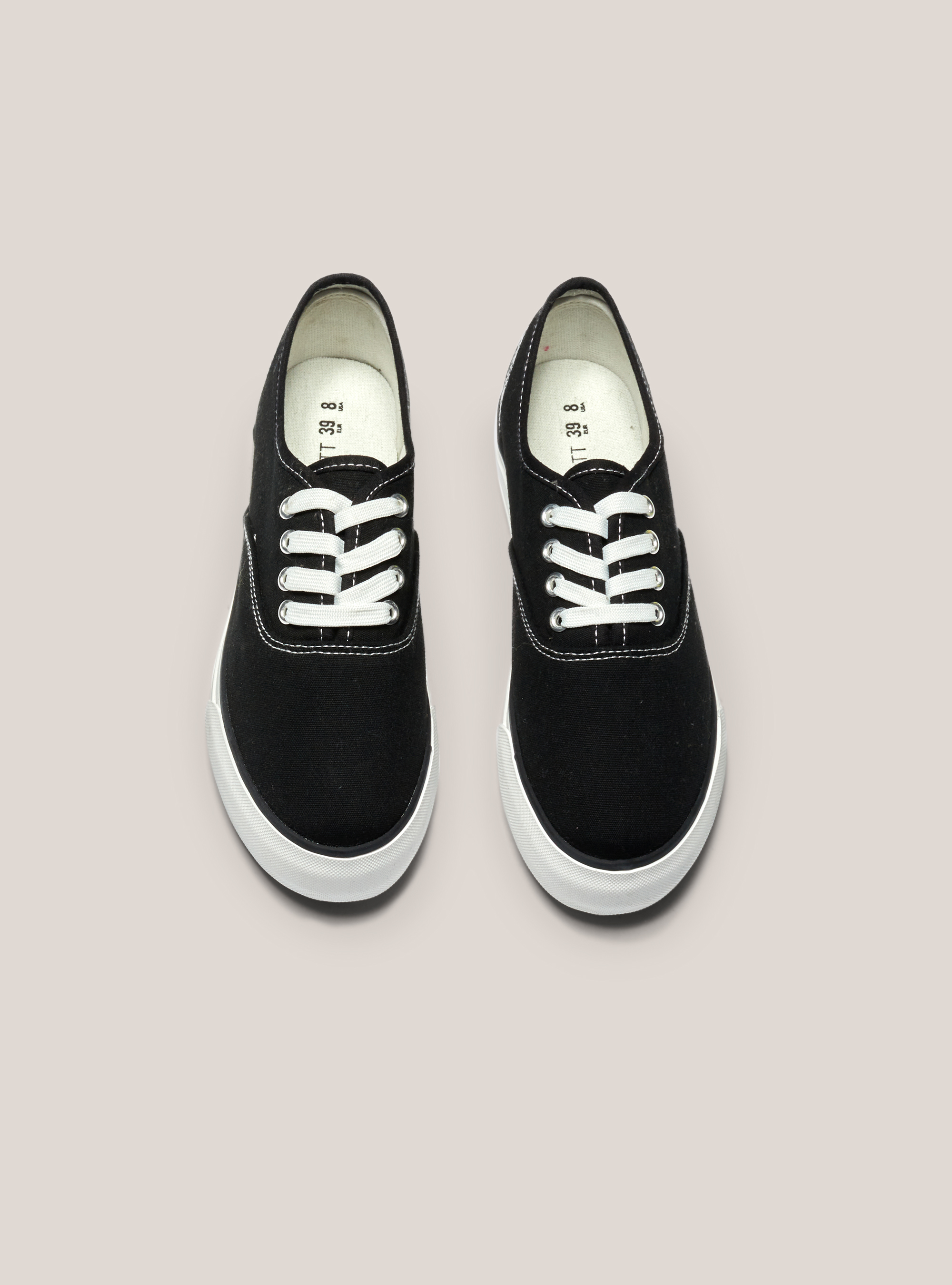 Low-top trainers in lightweight fabric, BLACK
