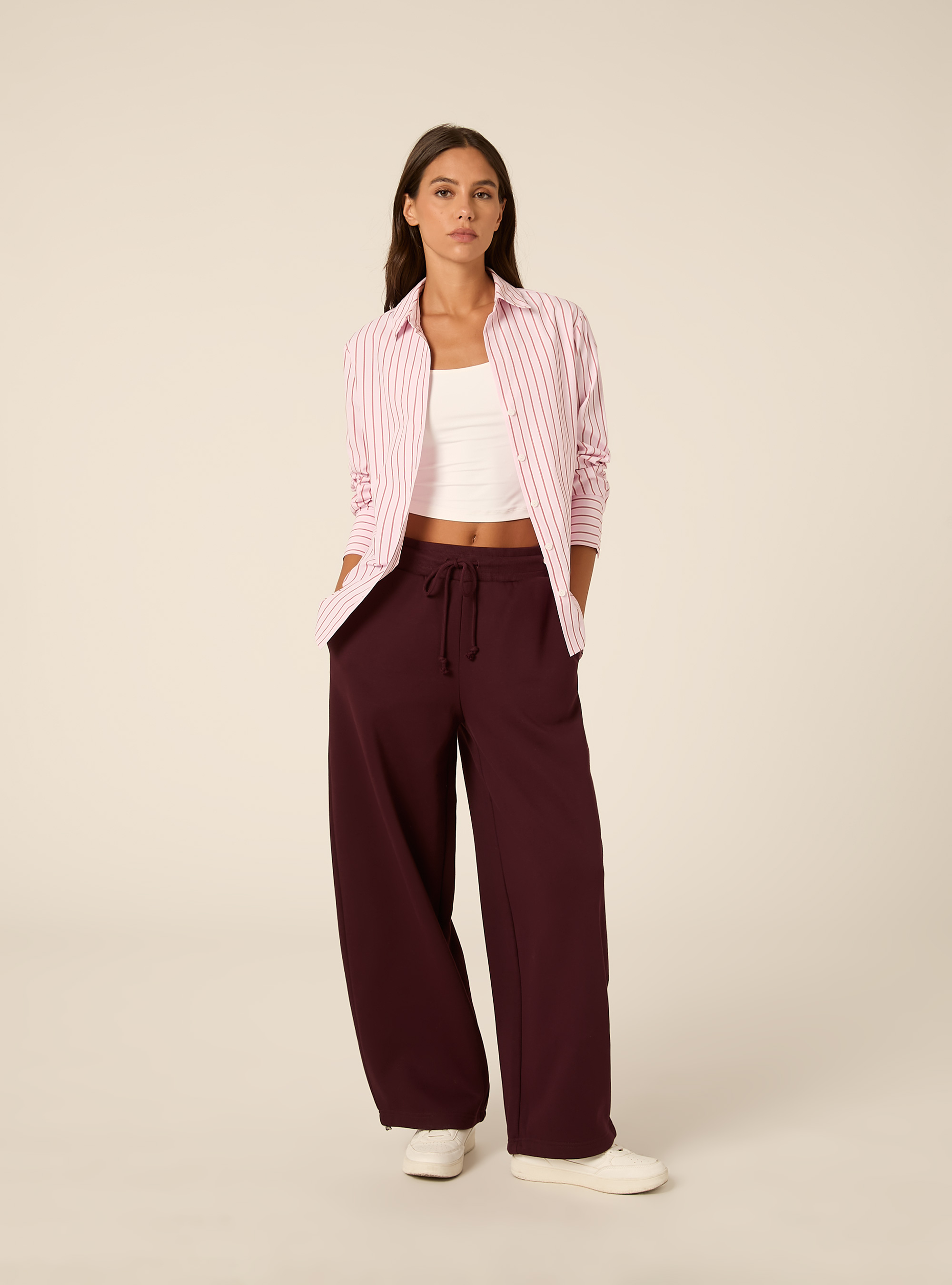Pantaloni jogger in felpa barrel, BO1 BORDEAUX DARK