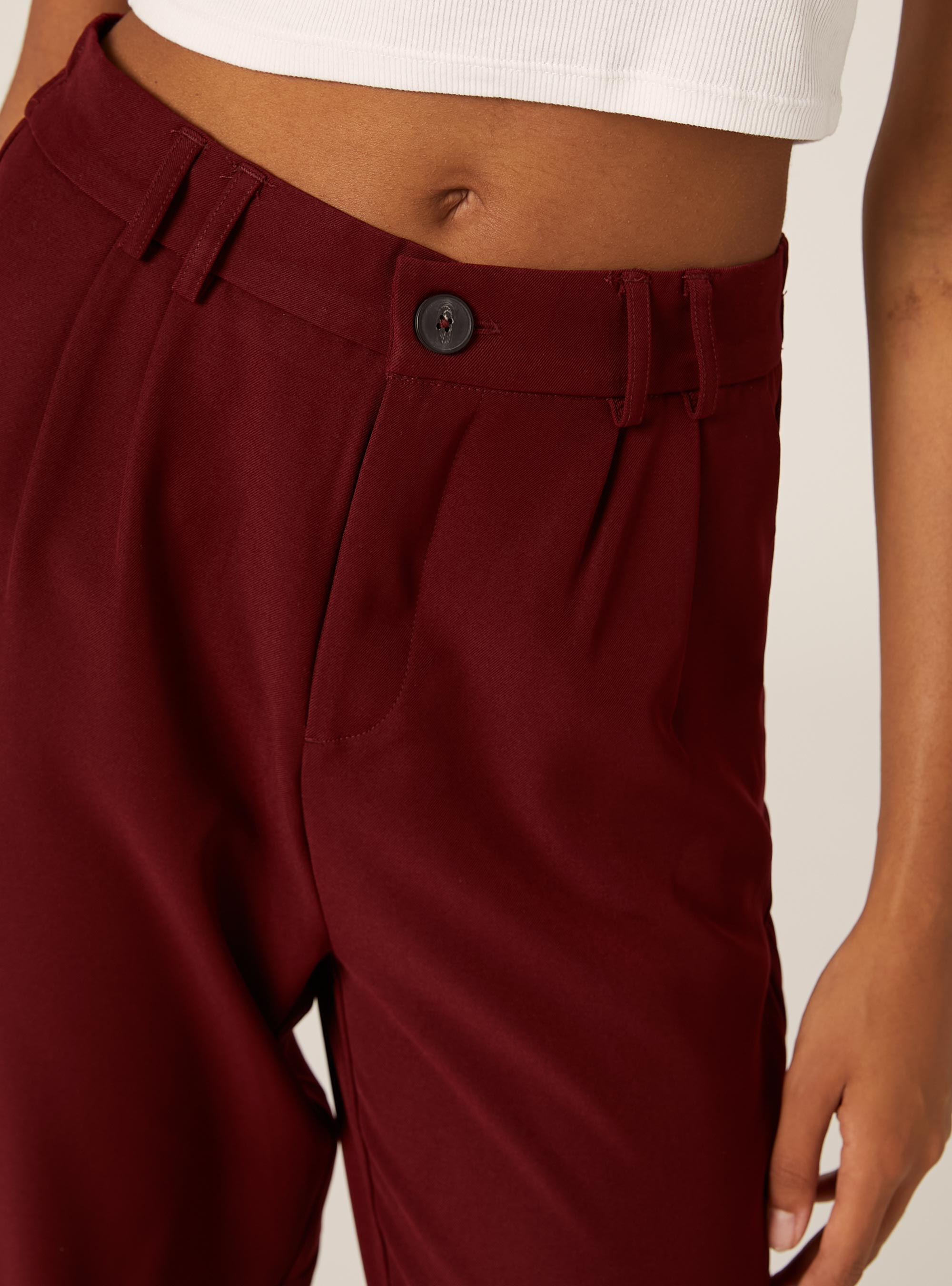 Pantaloni con pinces regular fit, BO1 BORDEAUX DARK