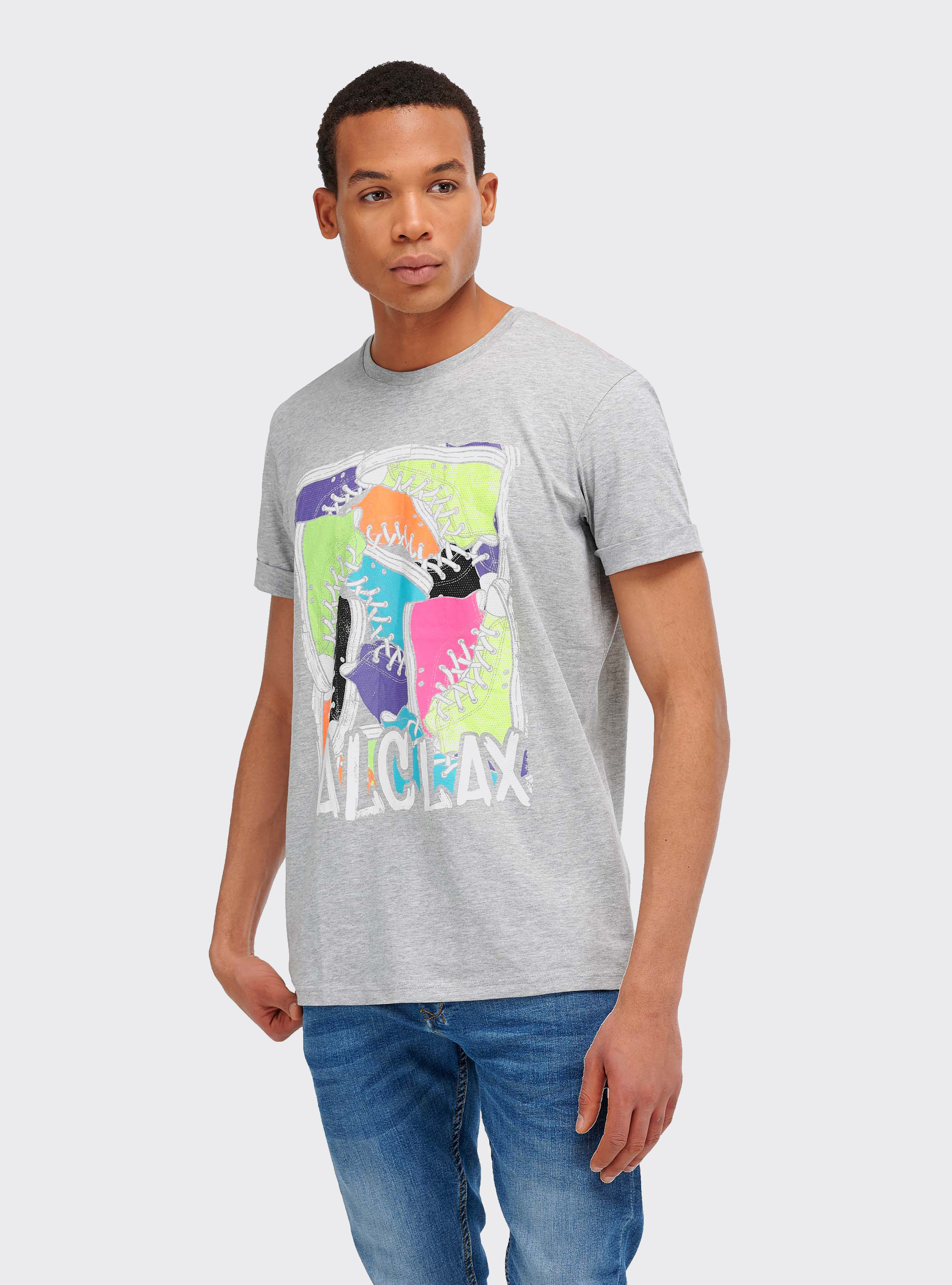 T-shirt estampada, GRIS CLARO MELANGE