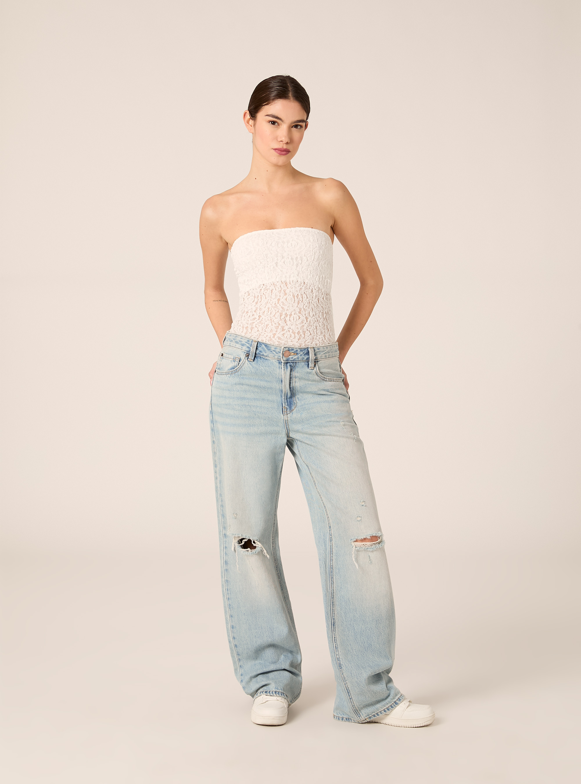 Bandeau-Body aus Spitze, WH3 WHITE