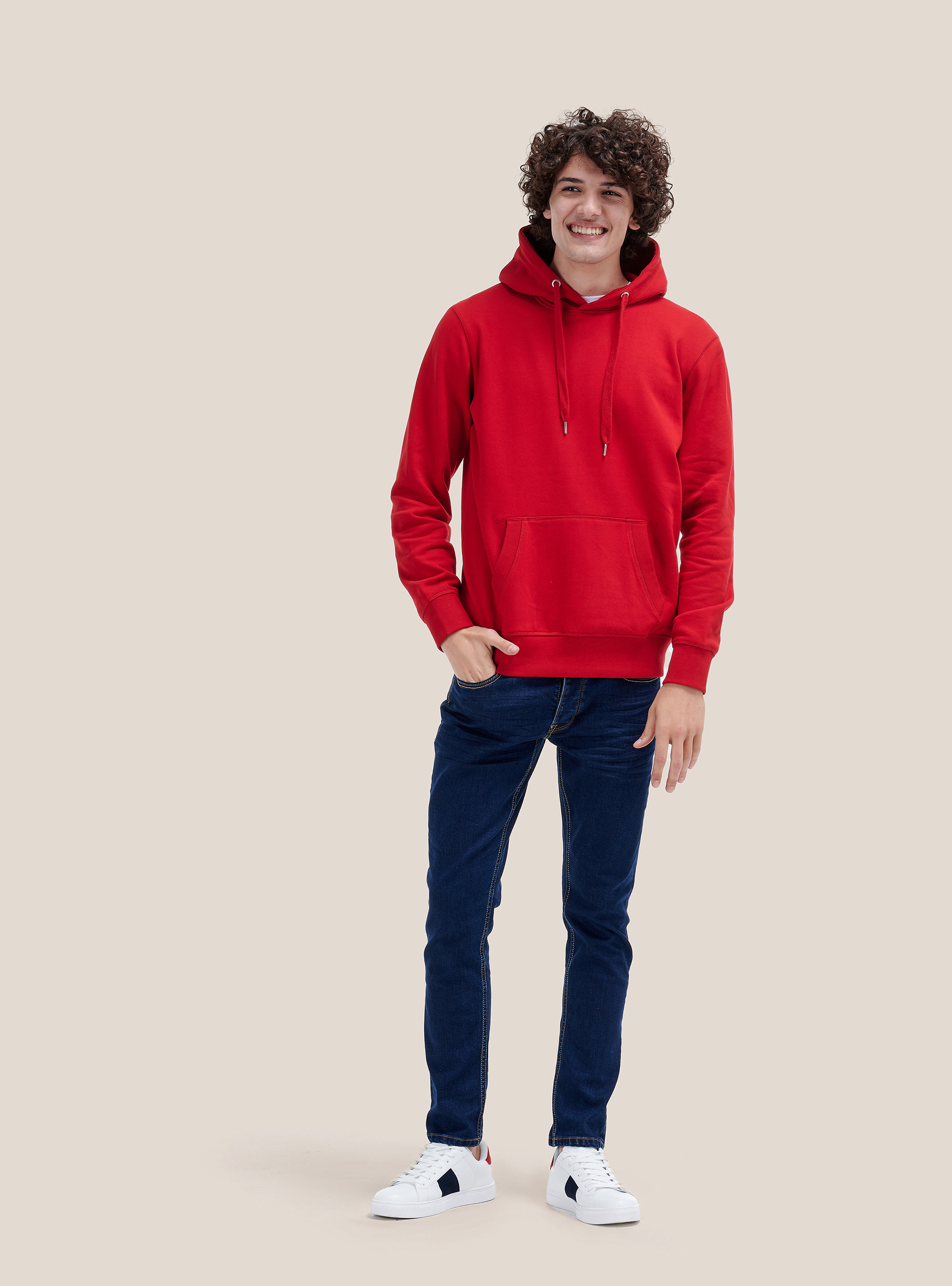 Basic hooded sweatshirt, C3402 RED