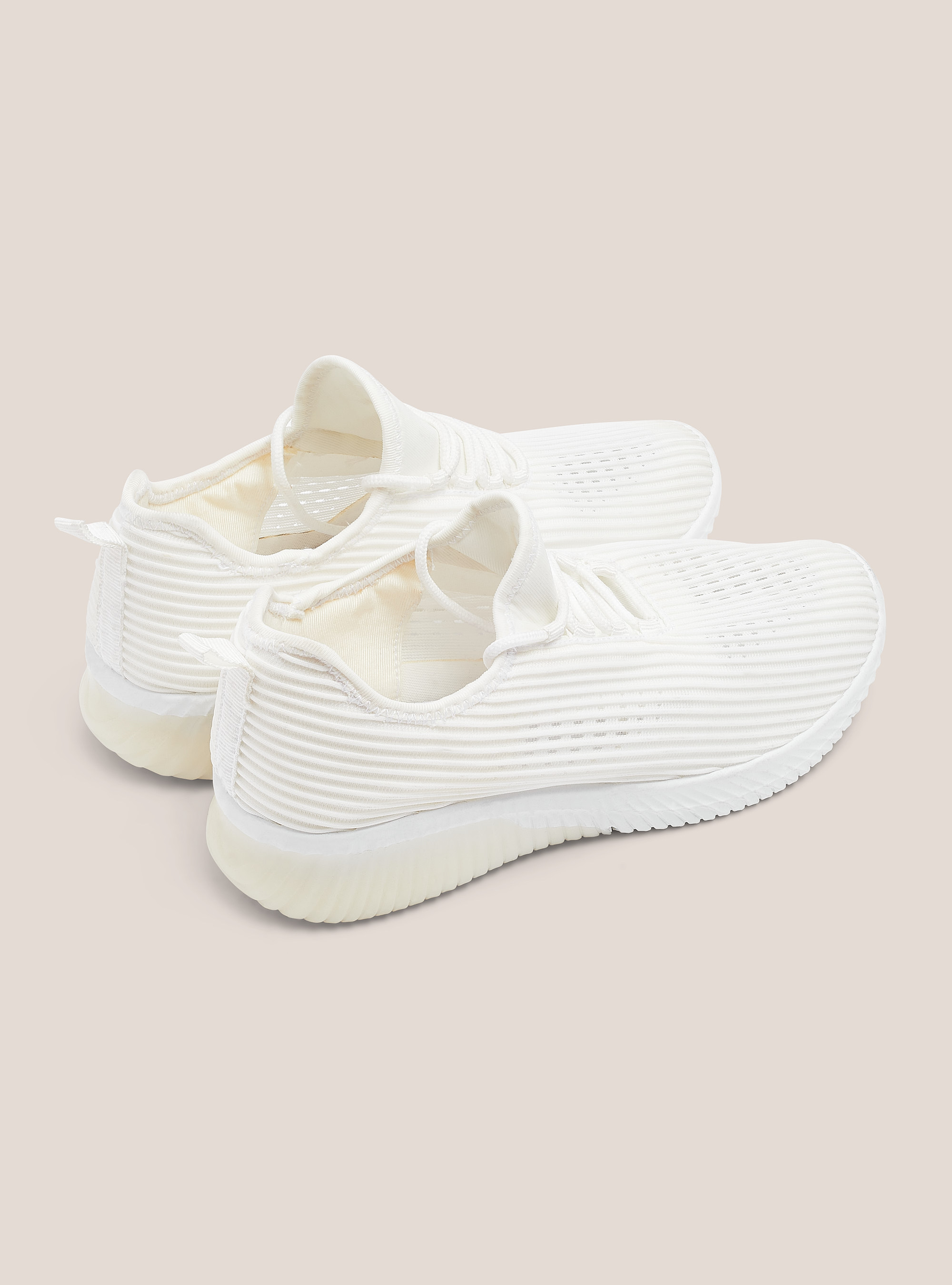 Trainers donna in tessuto leggero traforato, WHITE