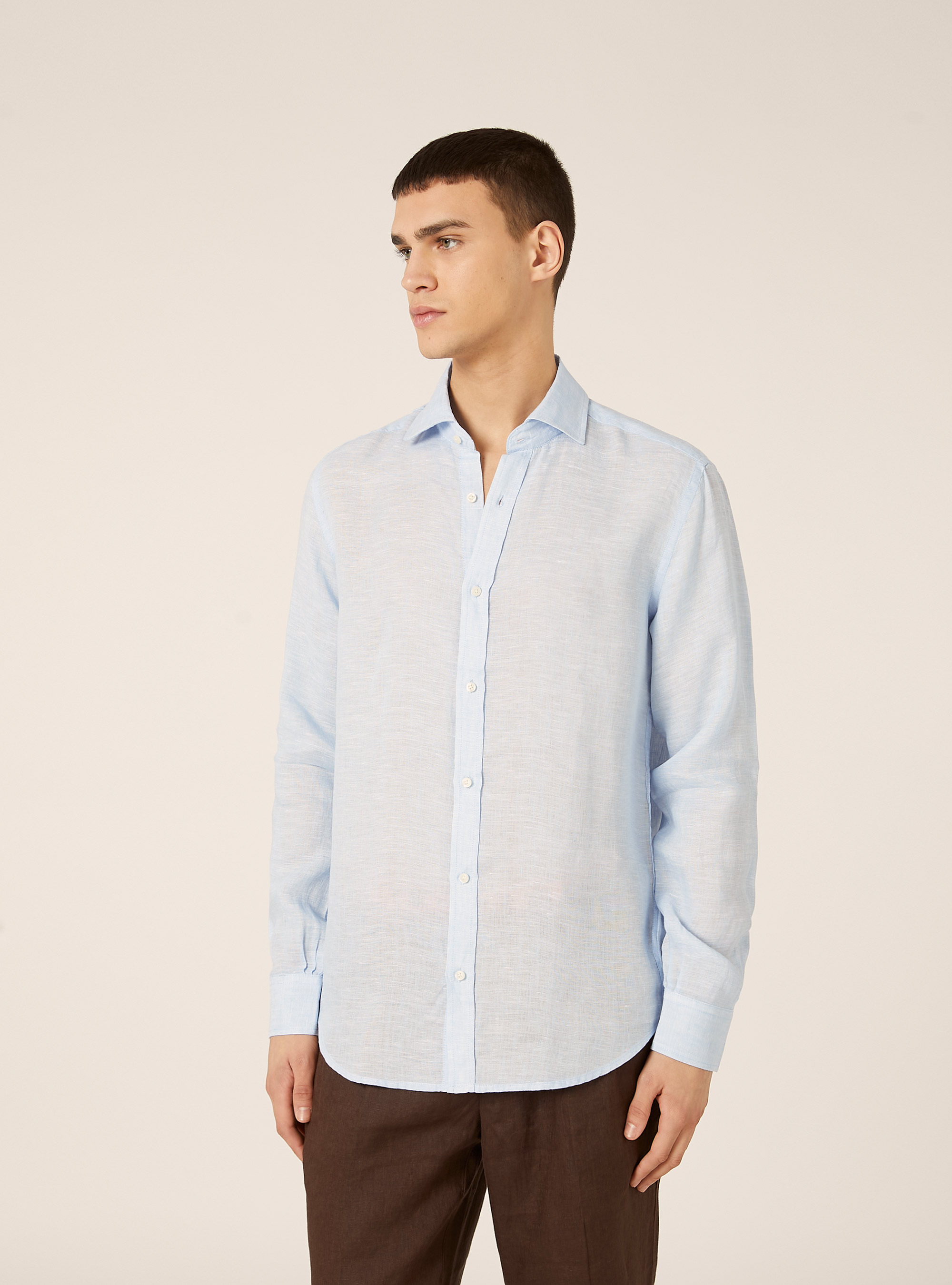Camicia basica in lino, AZ3 AZURE LIGHT