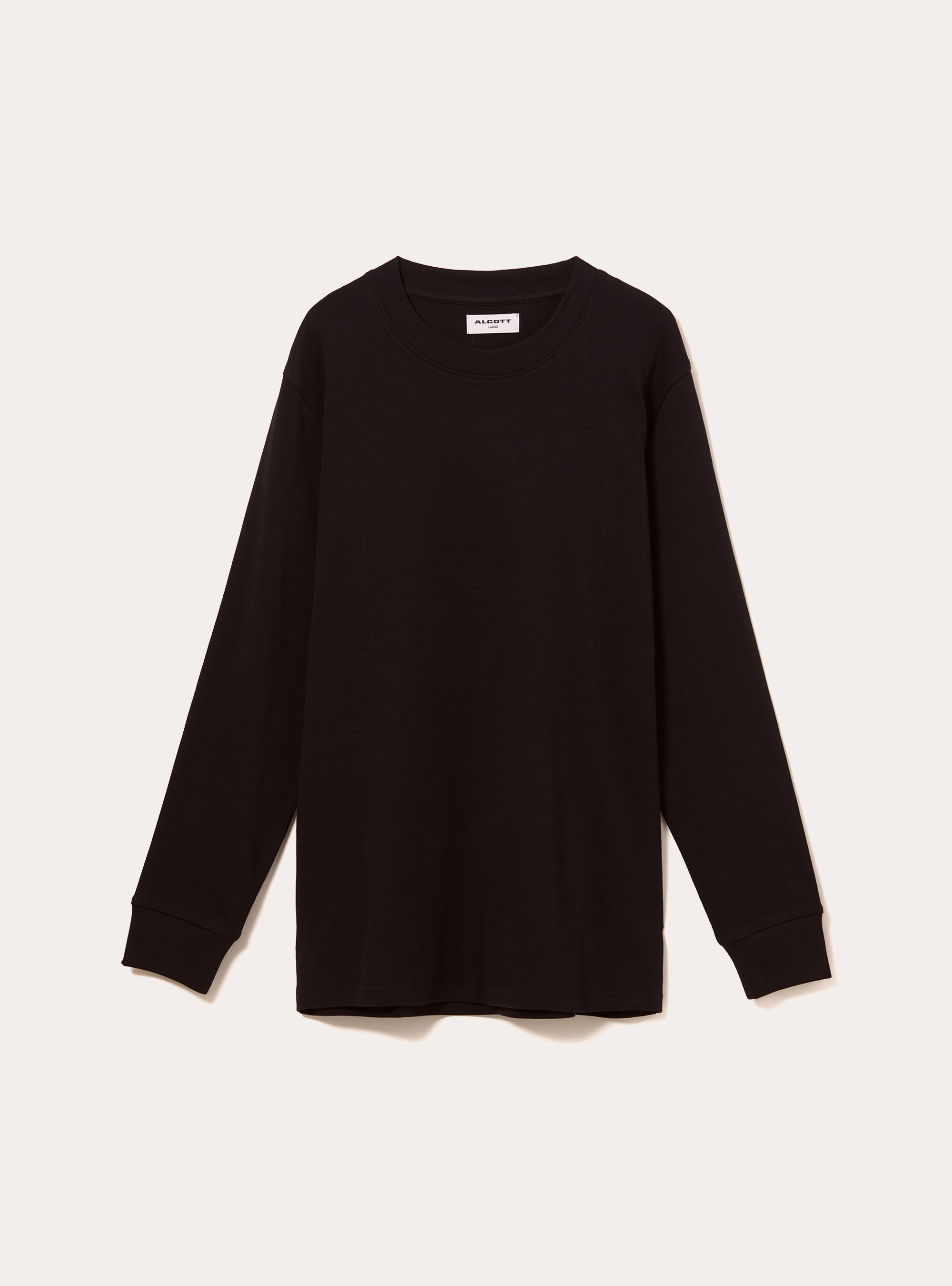 Long-sleeved cotton T-shirt, BK1 BLACK