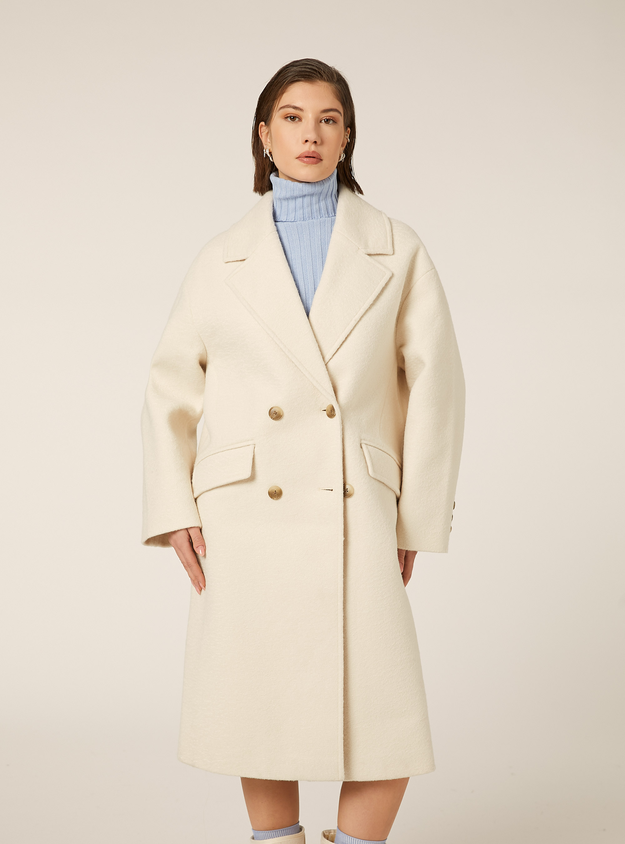 Abrigo largo cruzado, WH2 WHITE