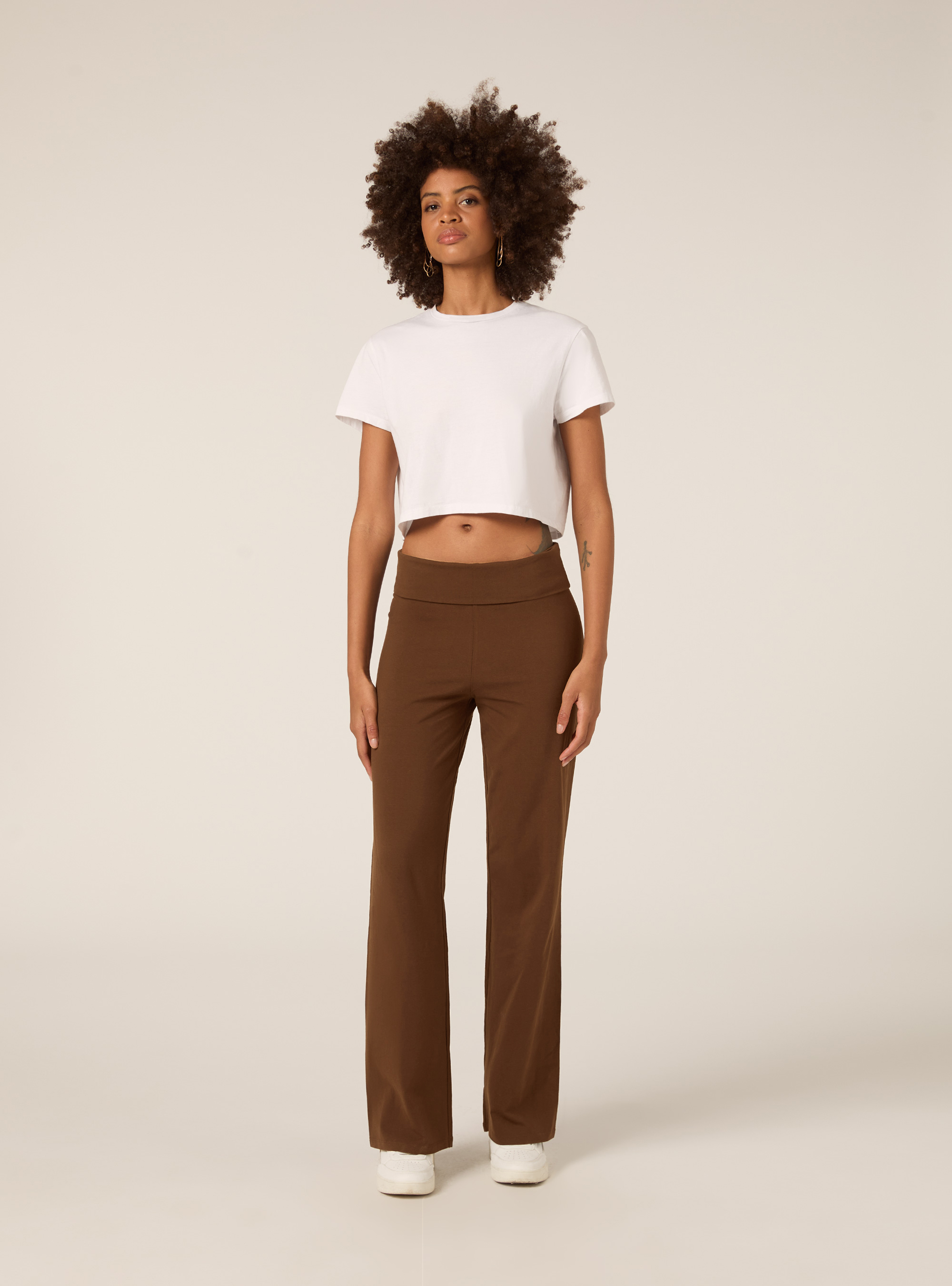 Leggings with cuffed waist, BR1 BROWN DARK