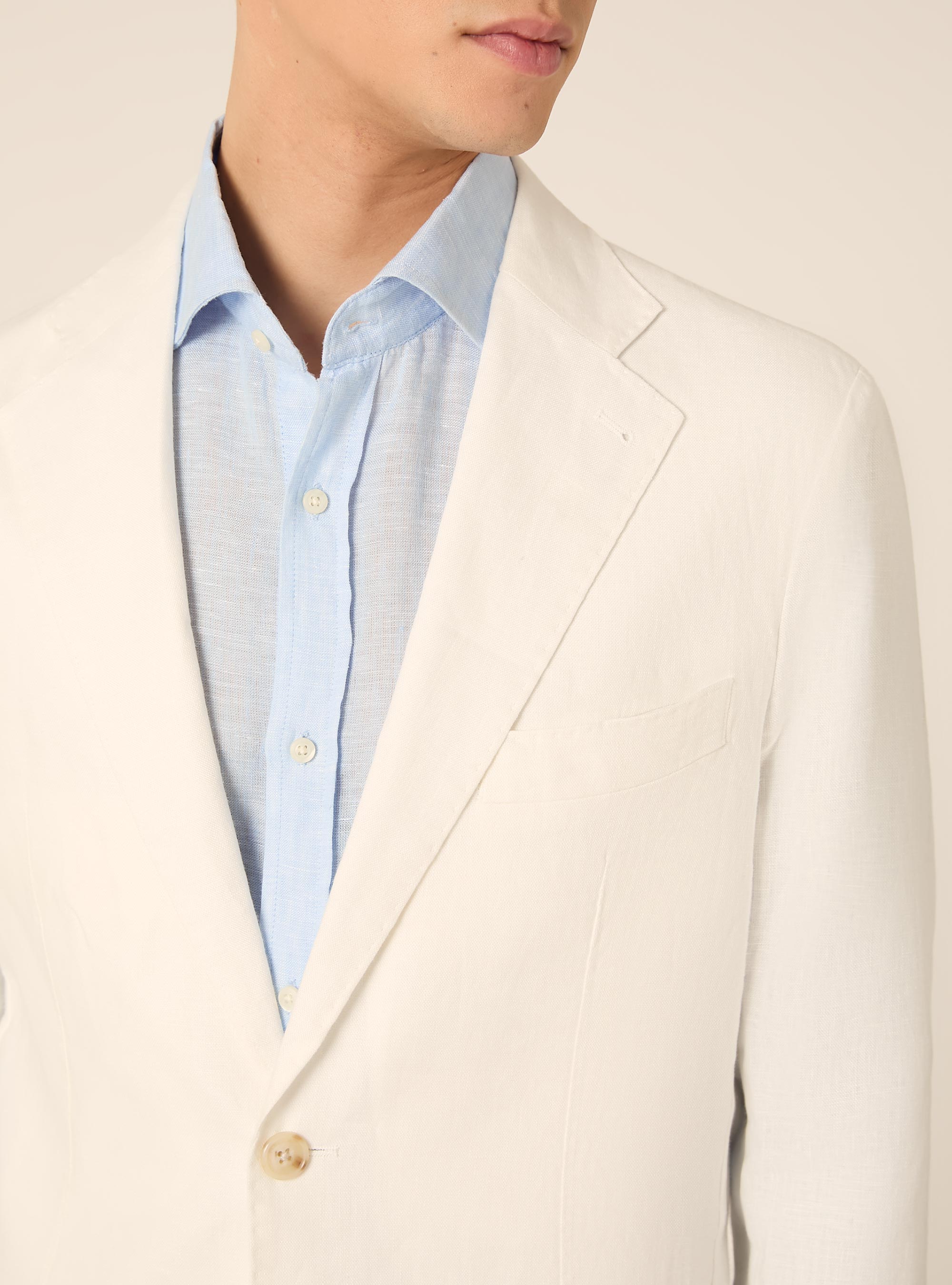 Giacca in lino monopetto, WH1 OFF WHITE