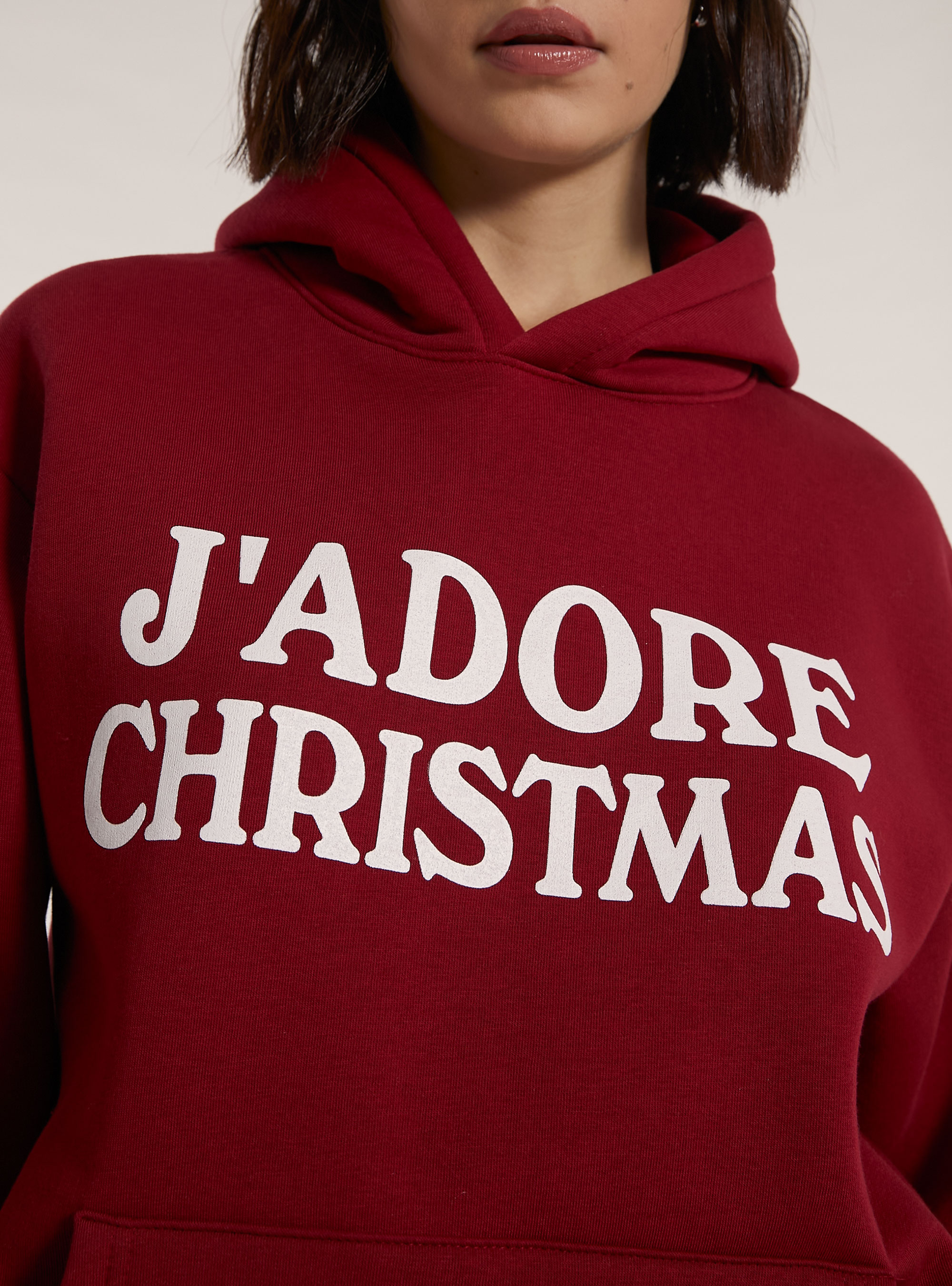 Felpa boxy fit con stampa J'adore Christmas, RD1 RED DARK