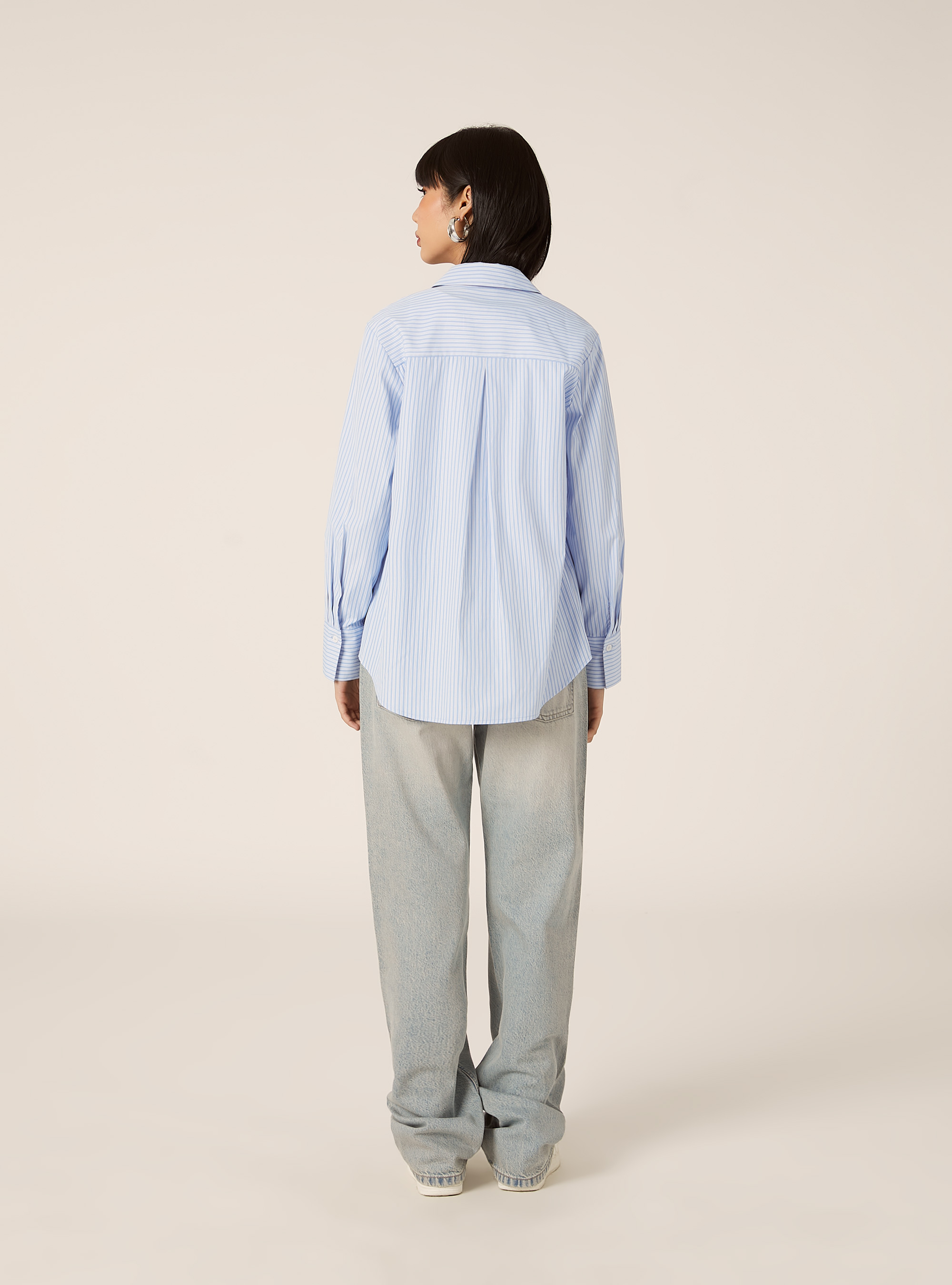 Striped poplin shirt, AZ3 AZURE LIGHT