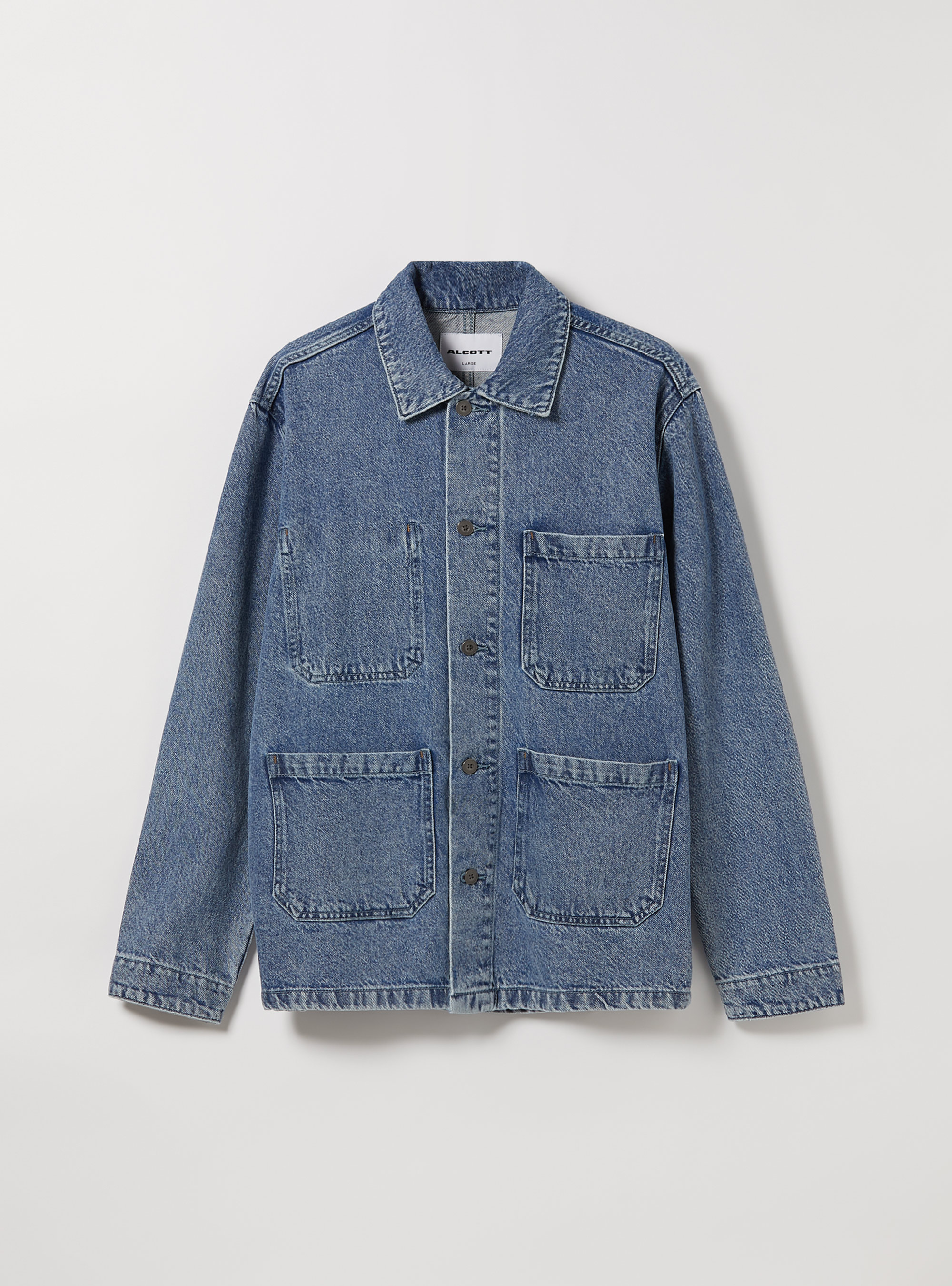 Giacca camicia in denim con tasconi, D006 AZURE