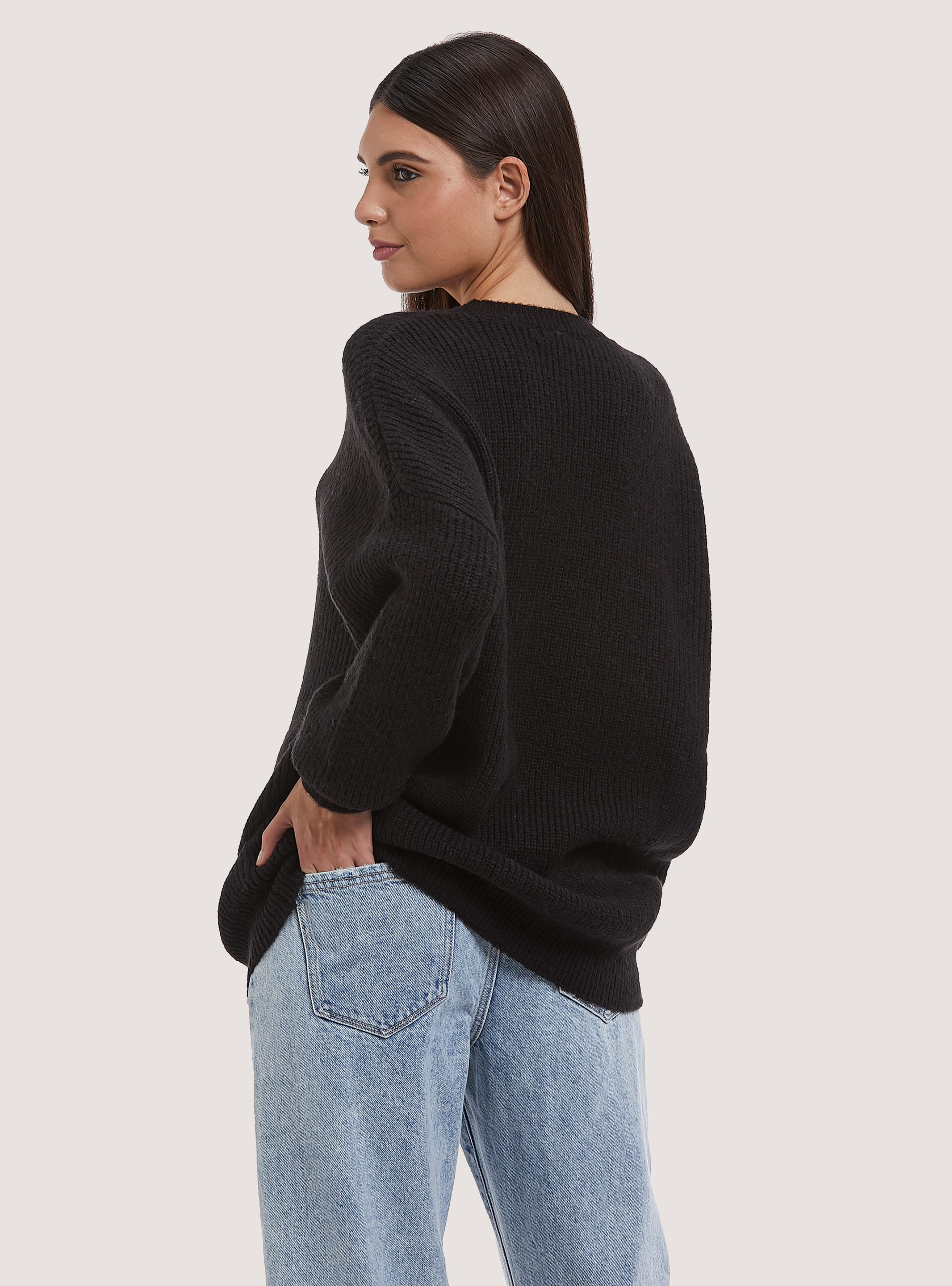 Oversize pullover in English rib, BK1 BLACK