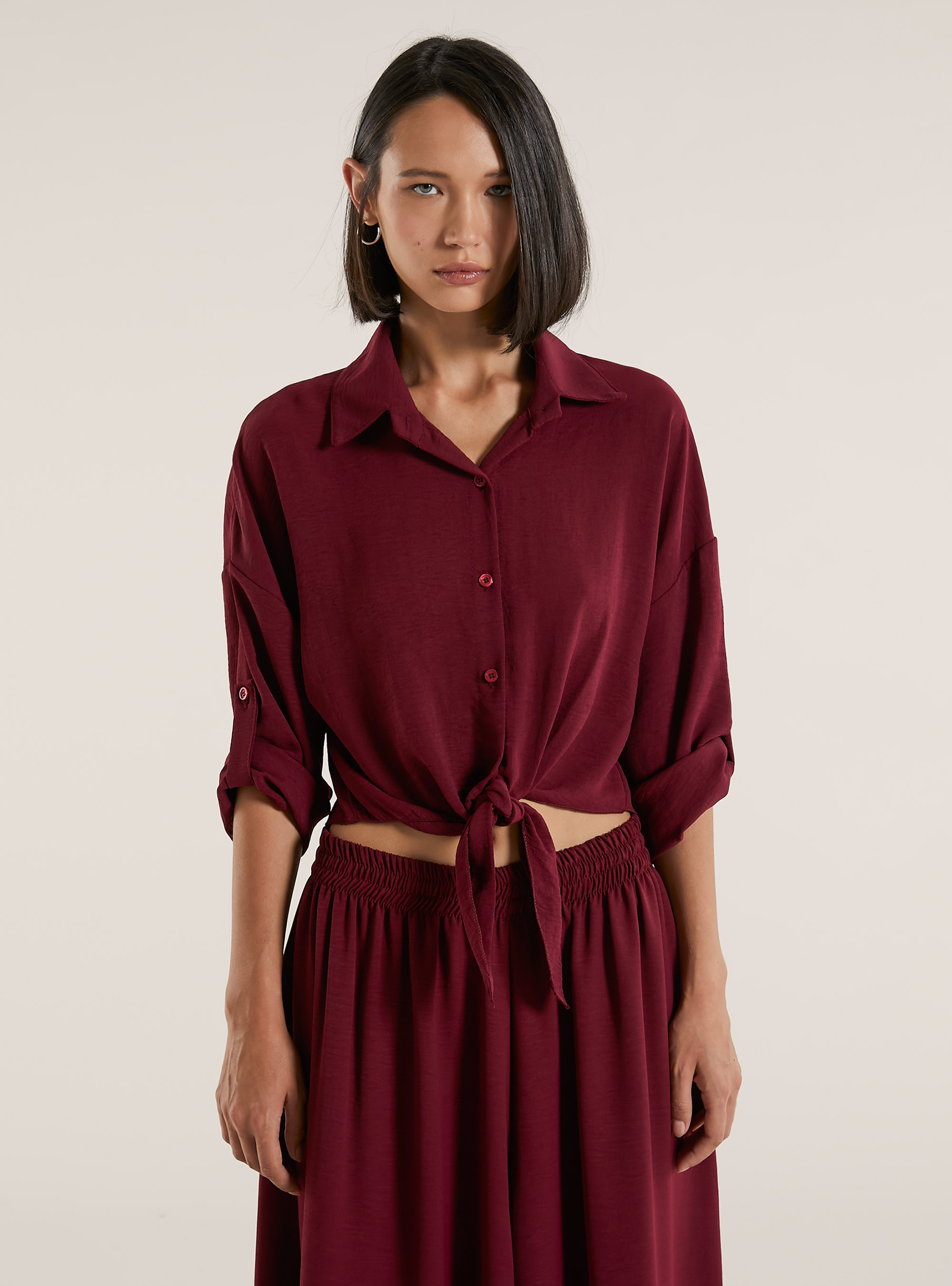 Camicia con nodo, BO1 BORDEAUX DARK