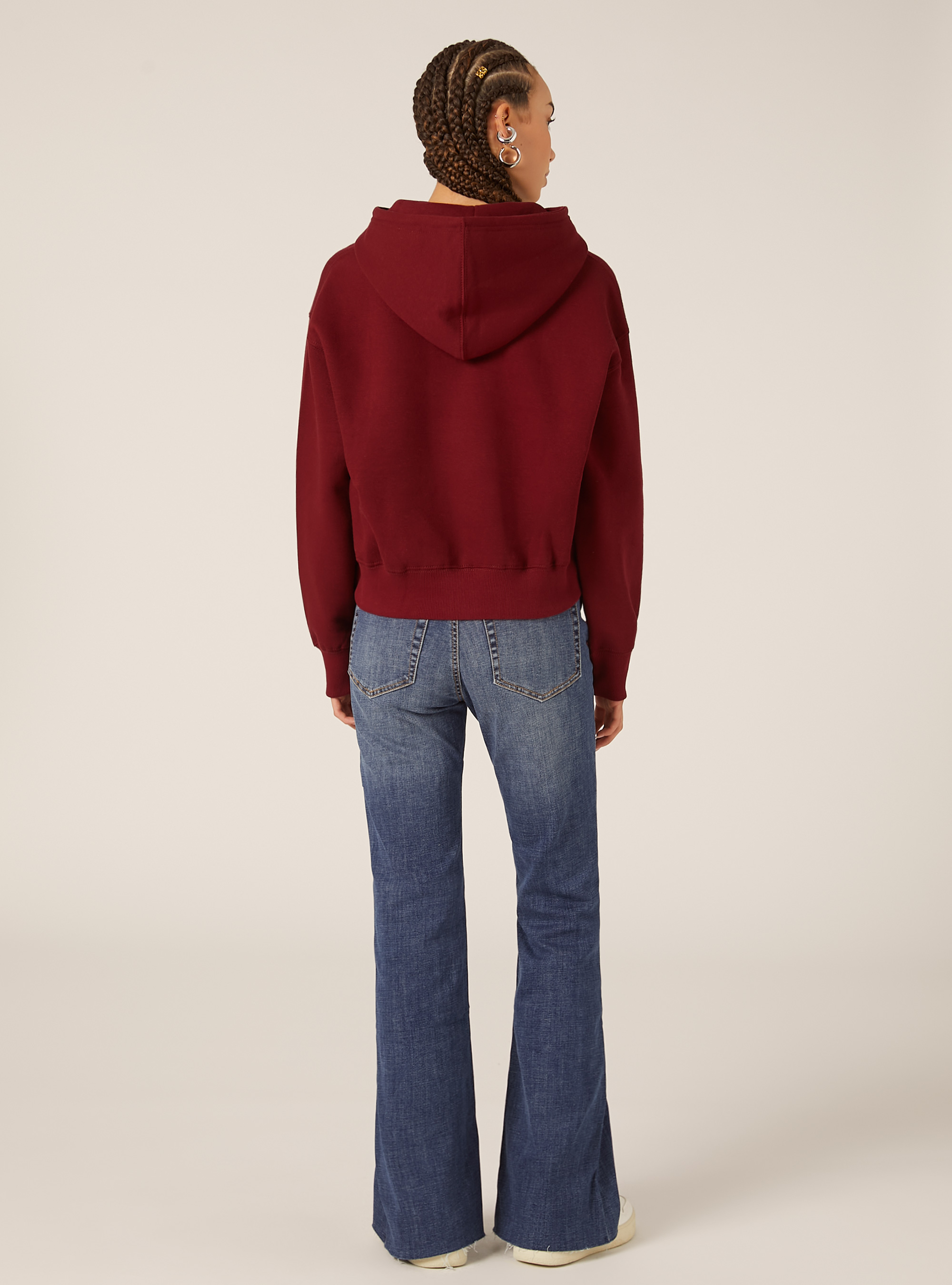 Sweat à capuche coupe boxy, BO1 BORDEAUX DARK