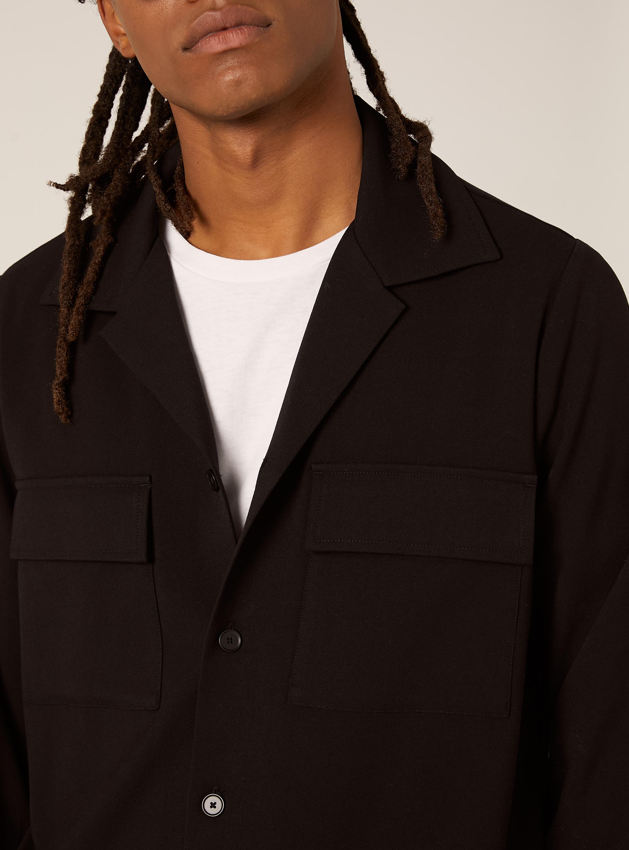 Twillhemd mit großen Taschen, BK1 BLACK