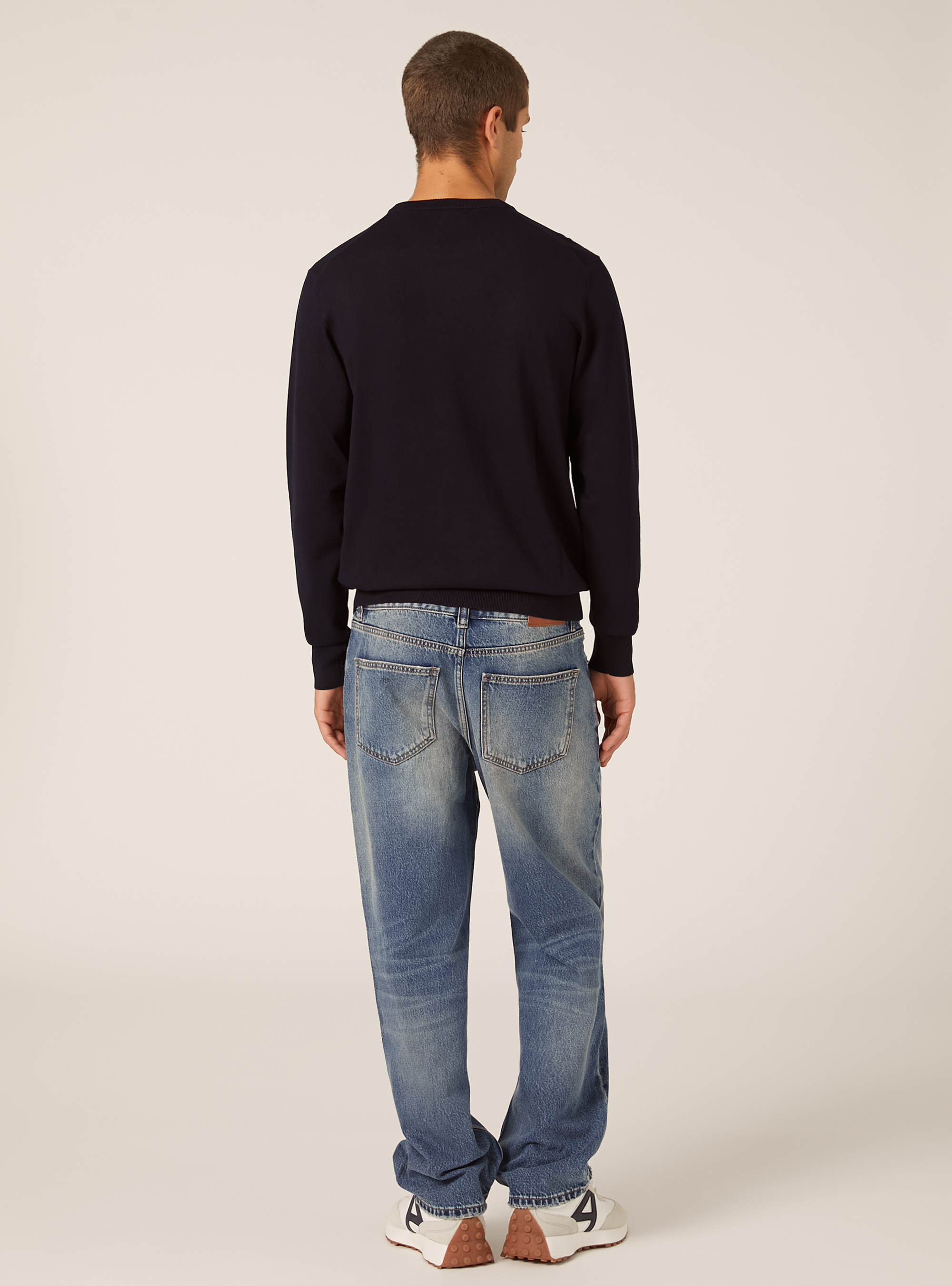 Jersey de cuello redondo de viscosa Ecovero, NA1 NAVY DARK