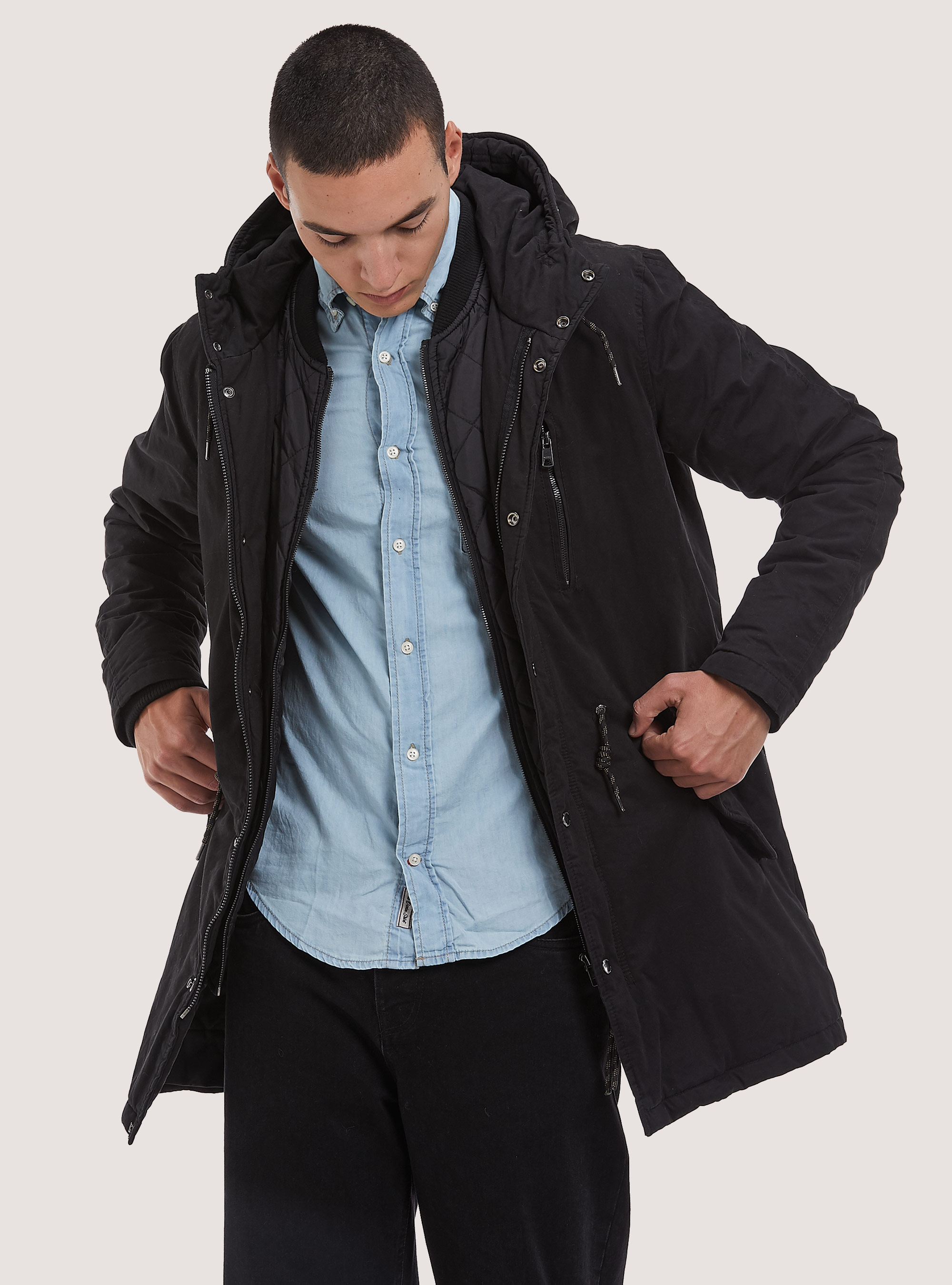 Parka avec fausse veste, C101 BLACK
