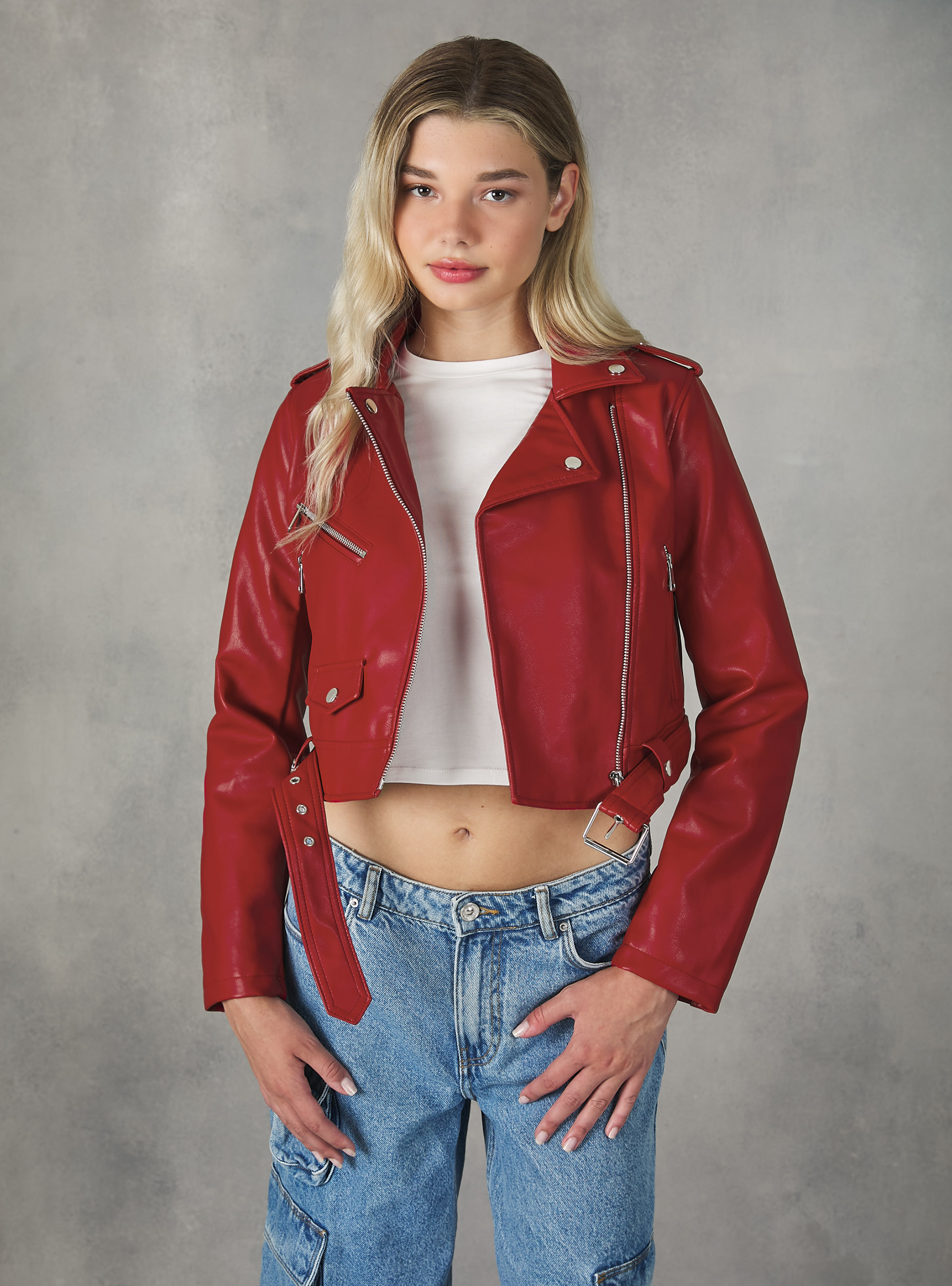 Veste motard effet cuir, RD2 RED MEDIUM