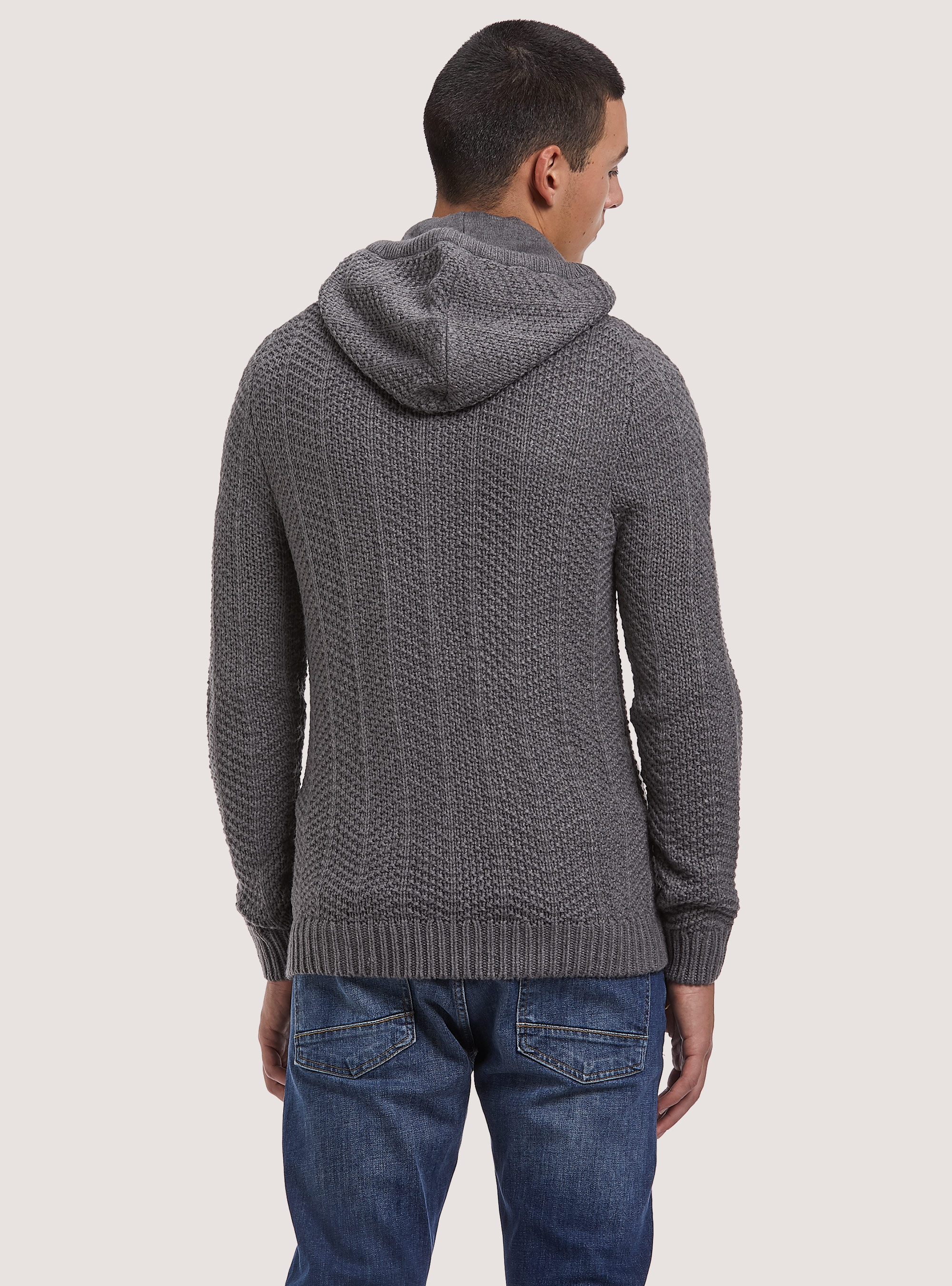 Jersey con capucha en mezcla de lana, GRIS OSCURO MELANGE