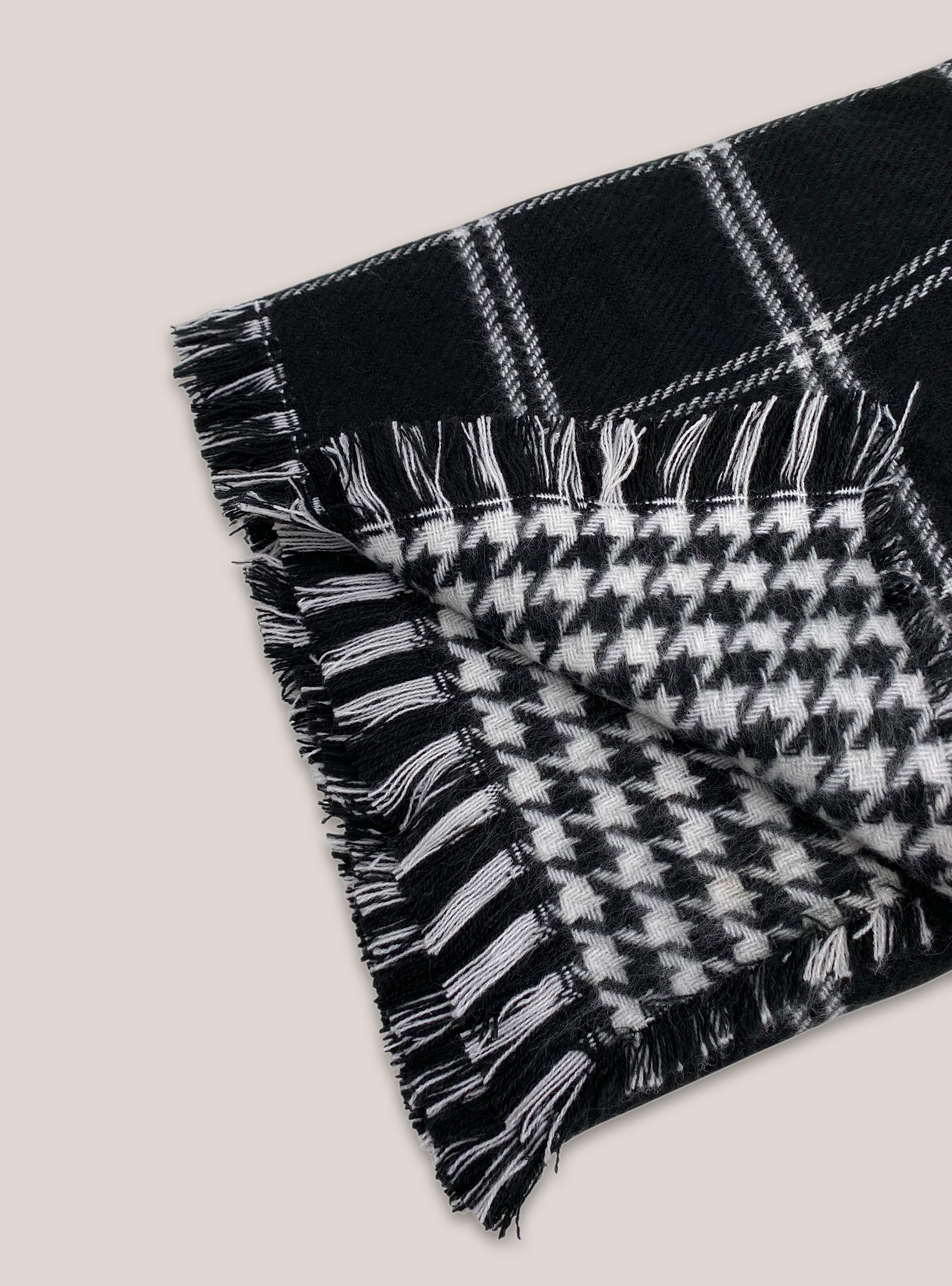 Doppelseitiger Schal mit Karomuster, CHECKS BLACK