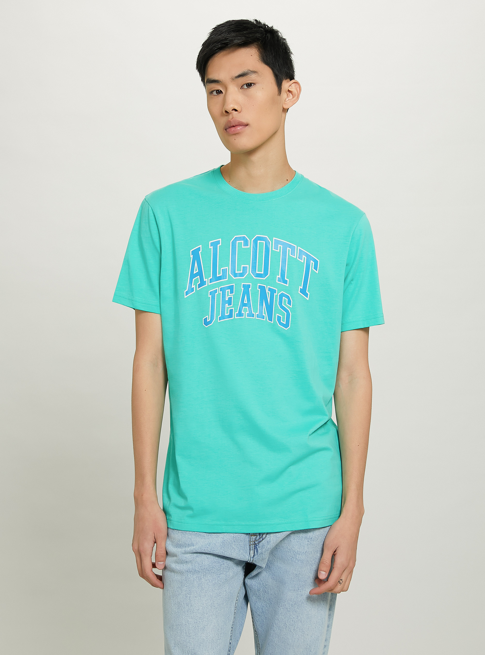 Baumwoll-T-Shirt mit Aufdruck, C0683 LIGHT GREEN