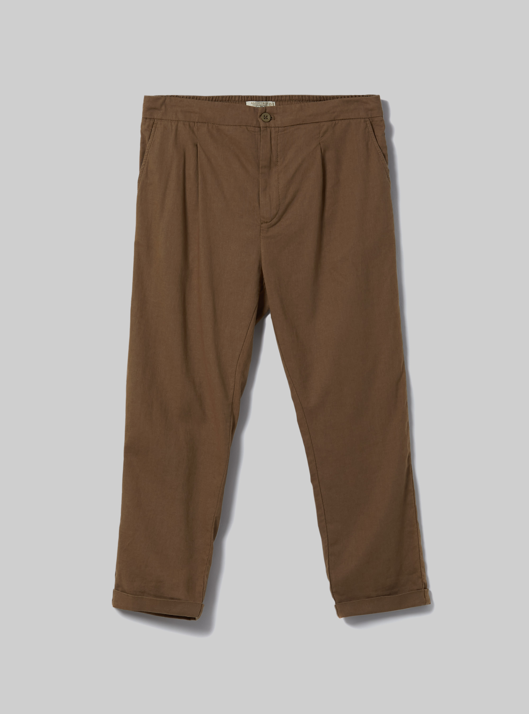 Pantalon en lin m&eacute;lang&eacute; avec pinces, TB2 TOBACCO MEDIUM