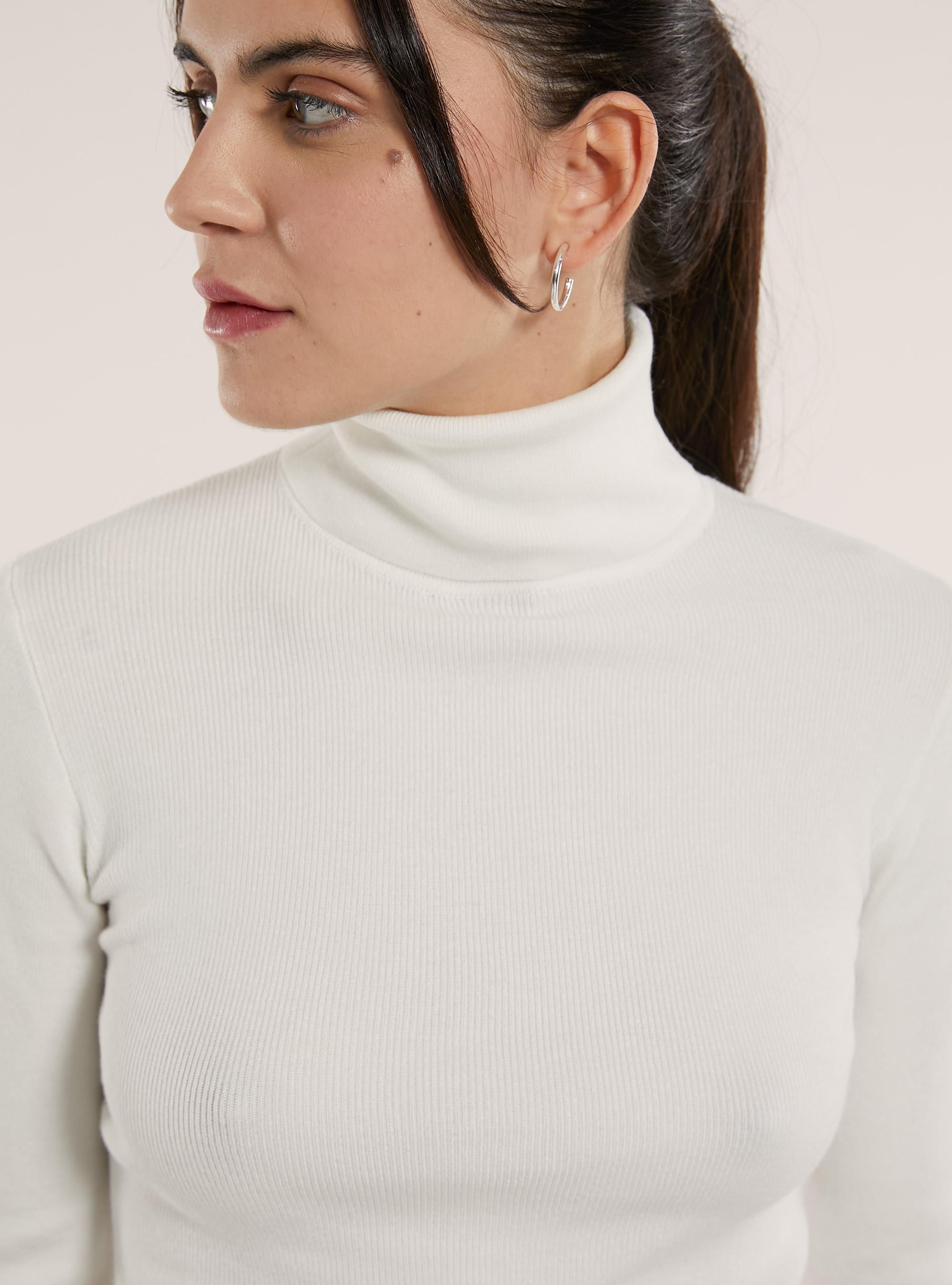 Cropped high-neck pullover, WH2 WHITE