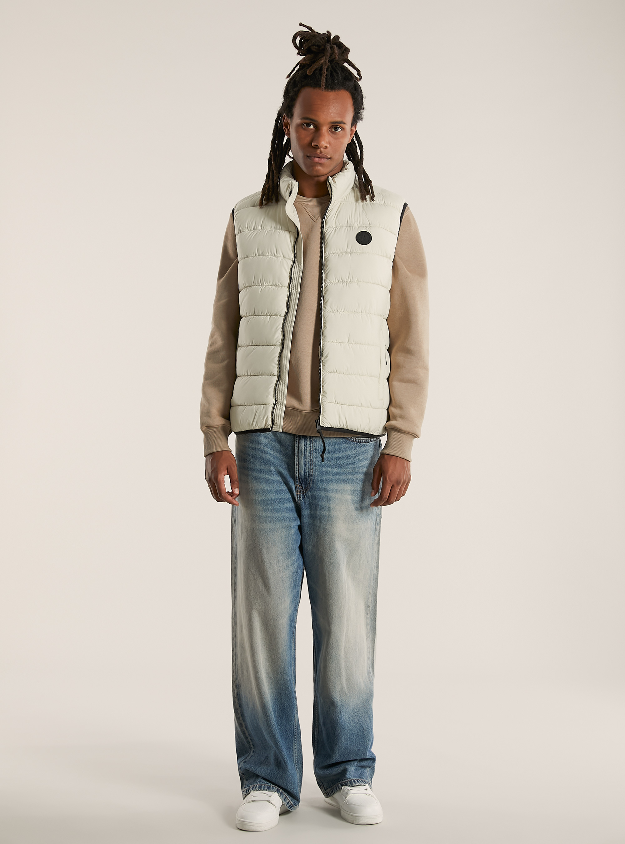 Padded sleeveless jacket, CR3 CREAM LIGHT