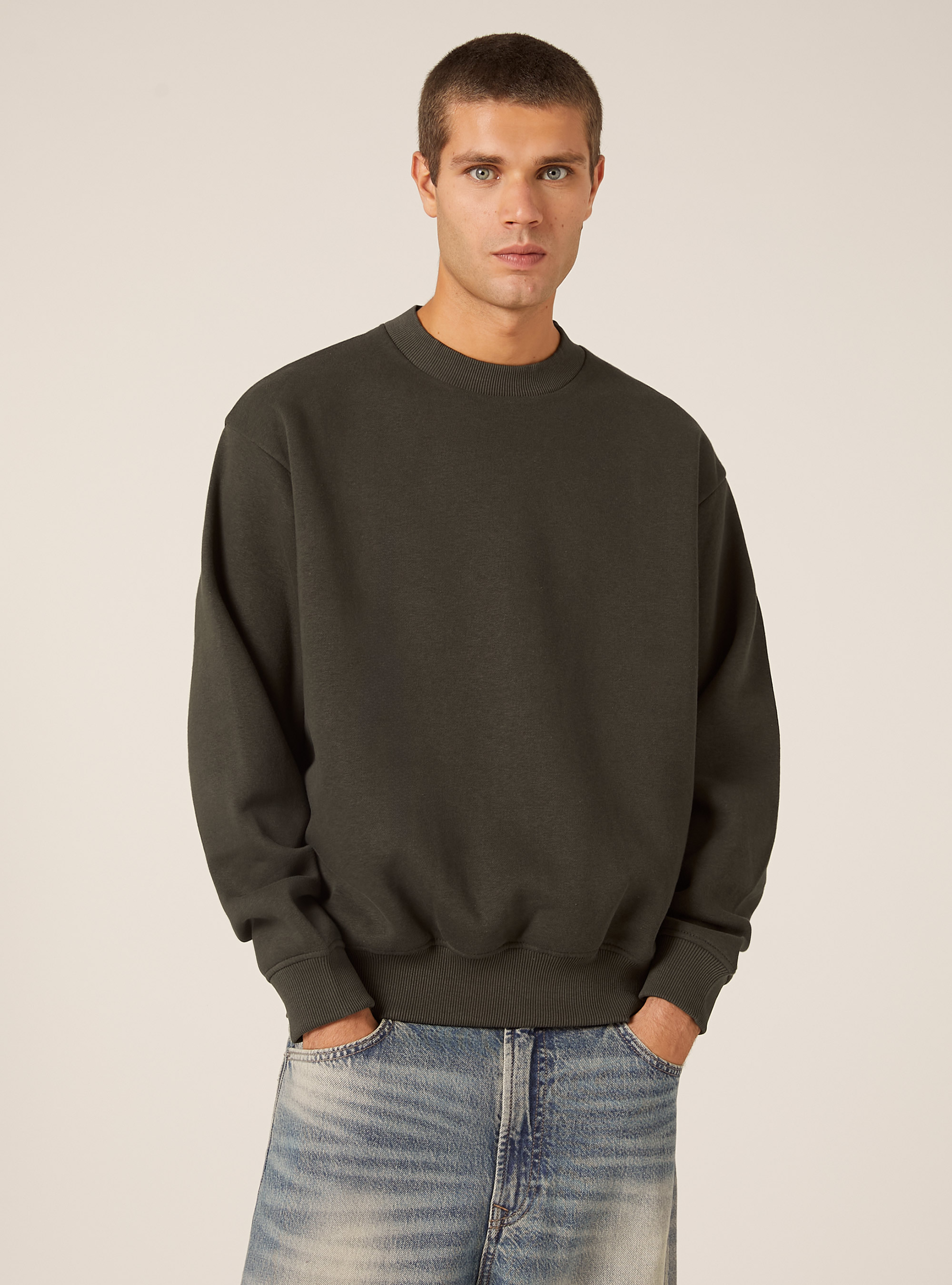 Boxy fit crew neck sweatshirt, KY1 KAKY DARK