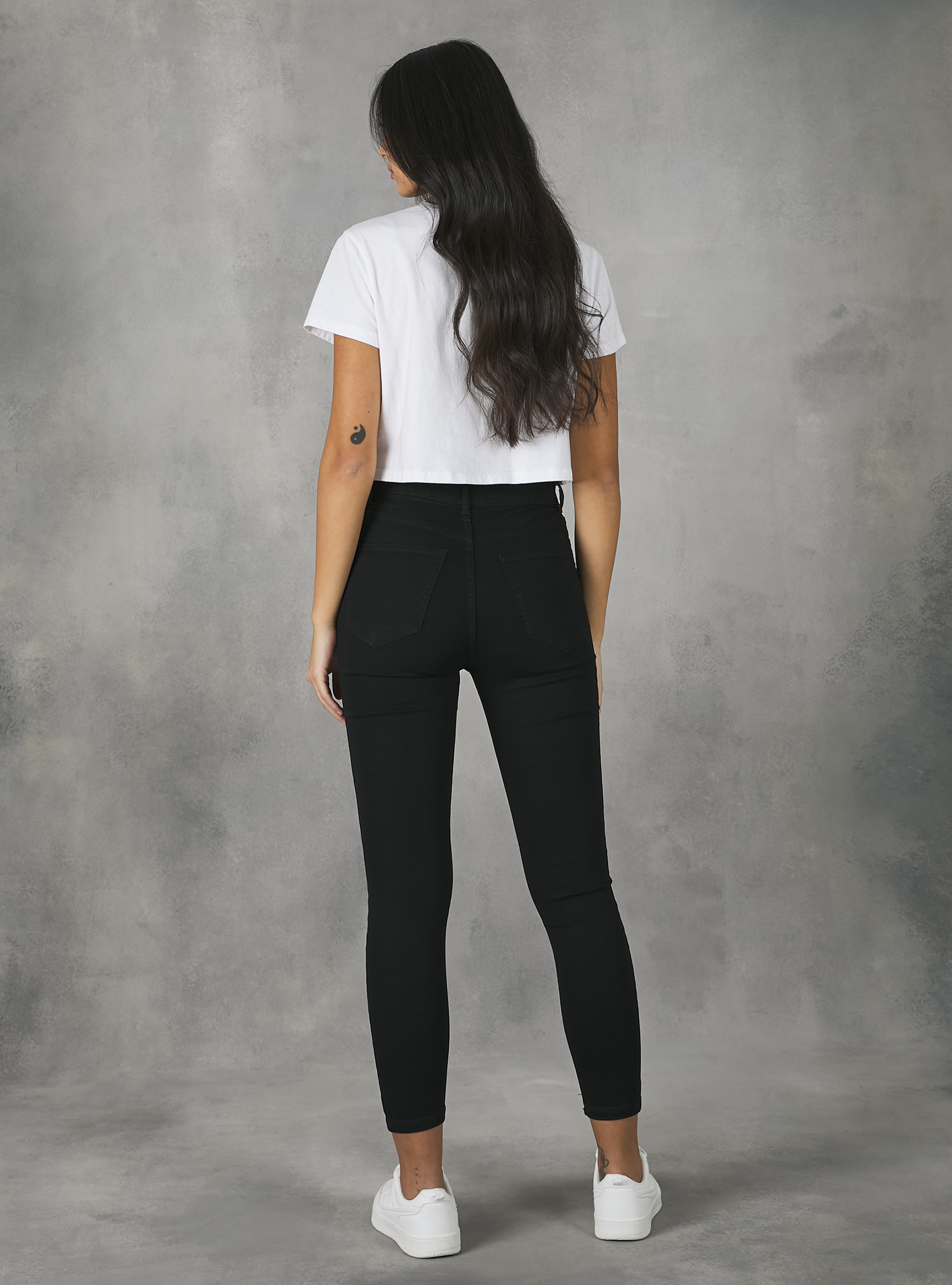 Jeans skinny fit a vita alta, D000 BLACK